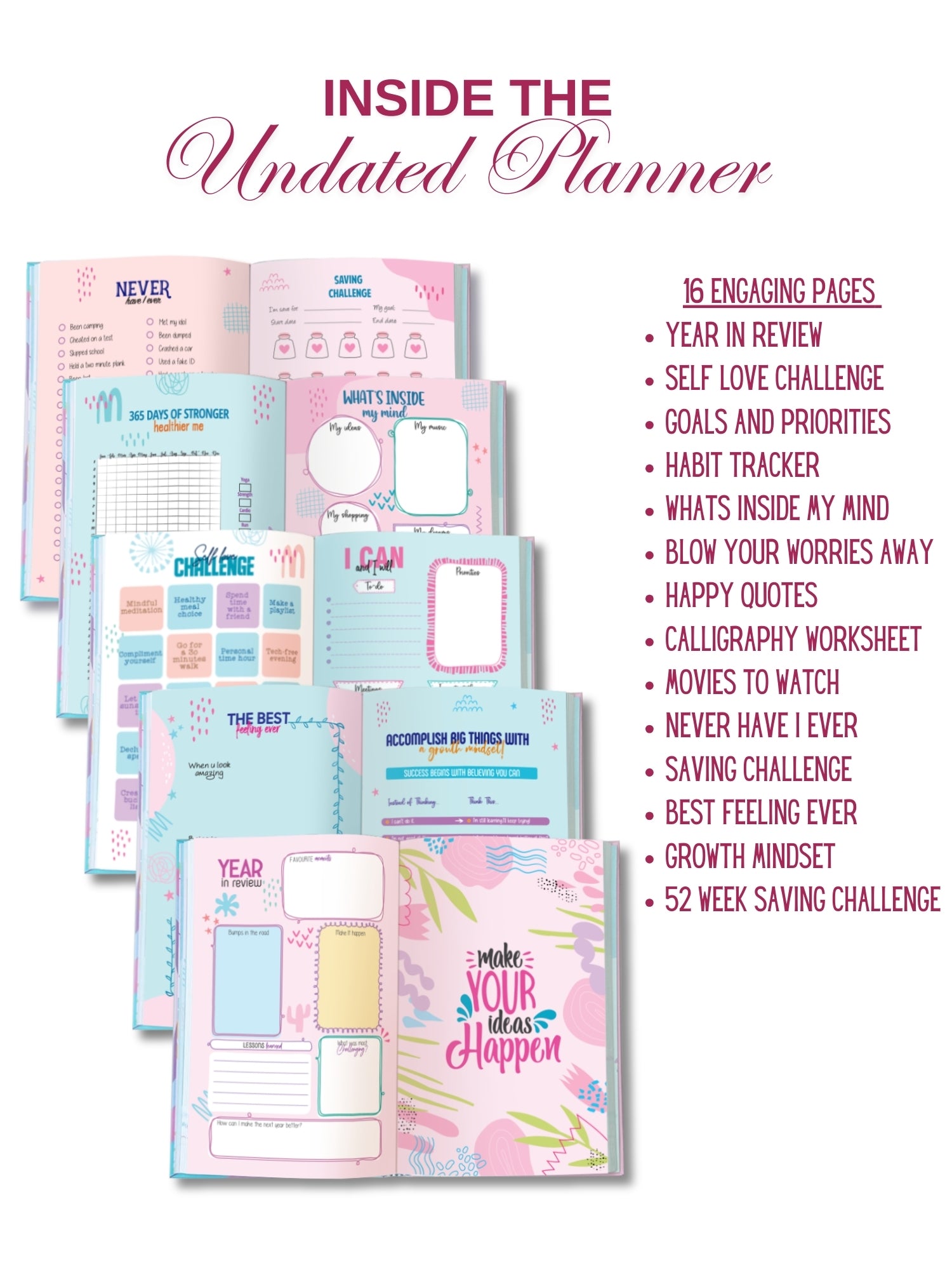 2025 B5 Undated Yearly Planner - Happyness Galor