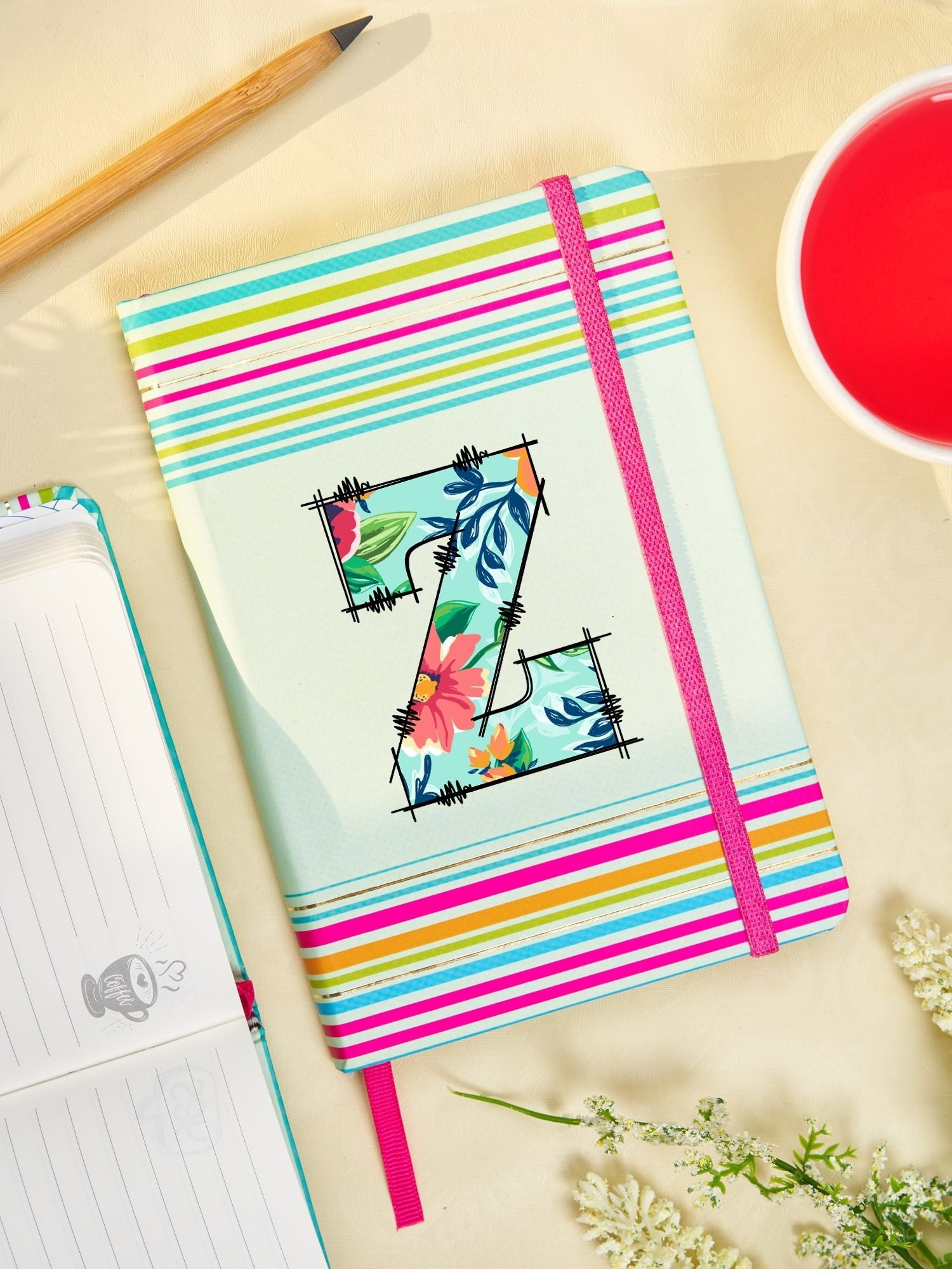 Doodle Initial Z Stripes Theme Premium Hard Bound B6 Notebook Diary