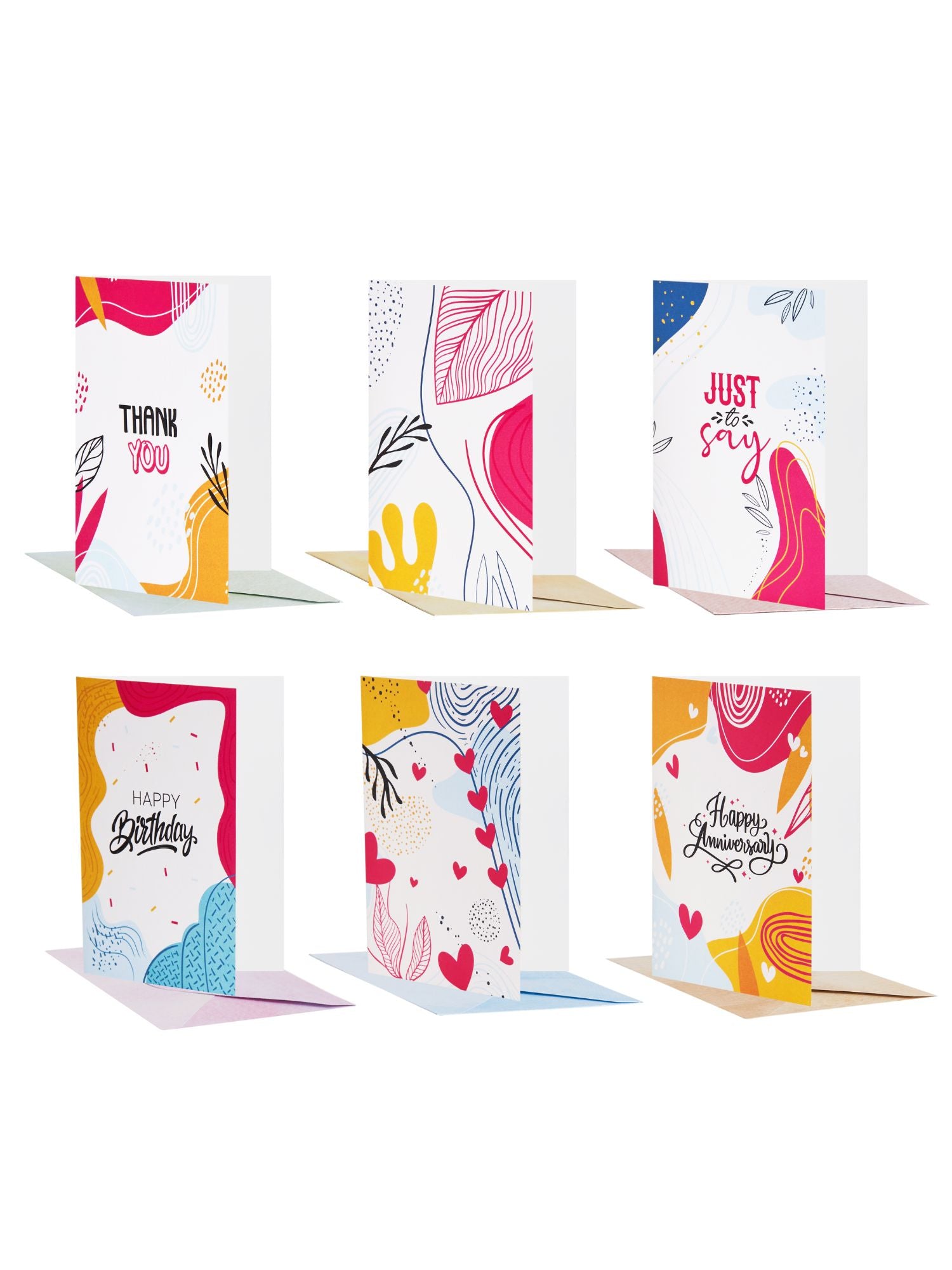 Doodle Set of 12 Blank Notecards with Coloured Envelopes and Jacket Style Packaging (Tropical Trance)