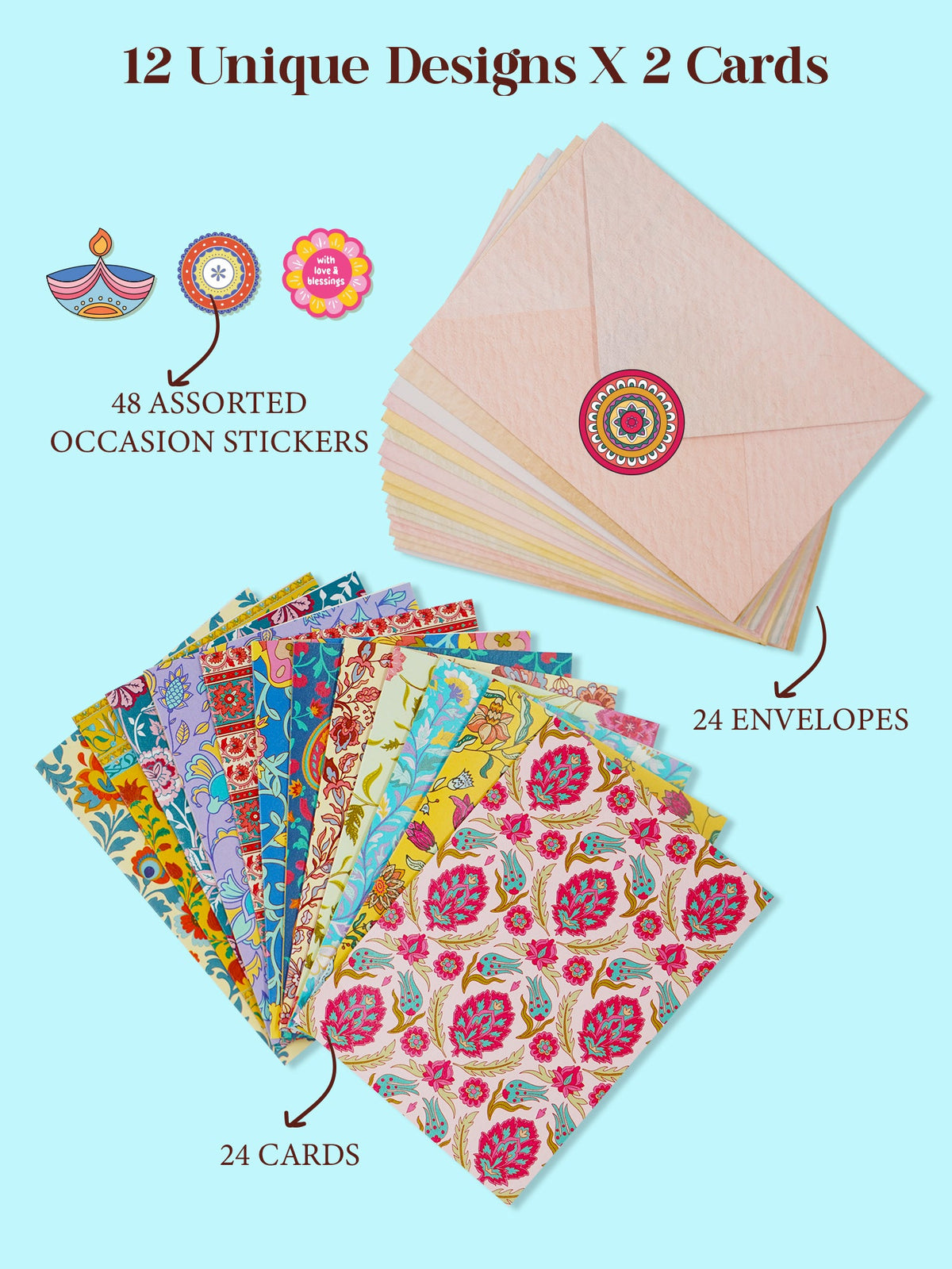 Ethnic Patterns Notecard pack of 24