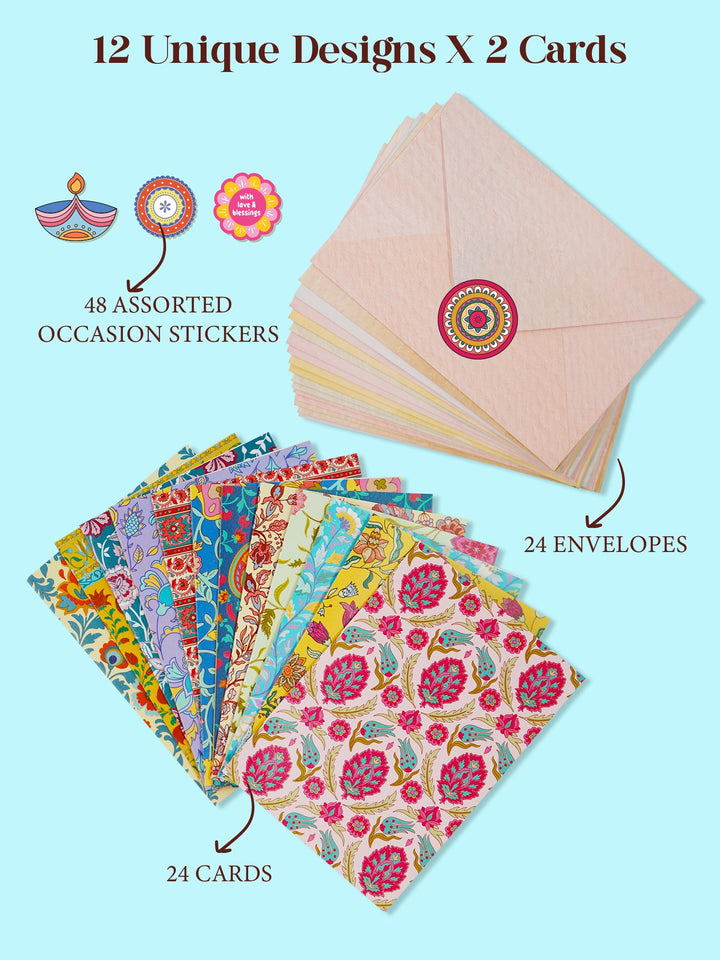 Ethnic Patterns Notecard Set | 24 Greeting Cards with Envelopes ...