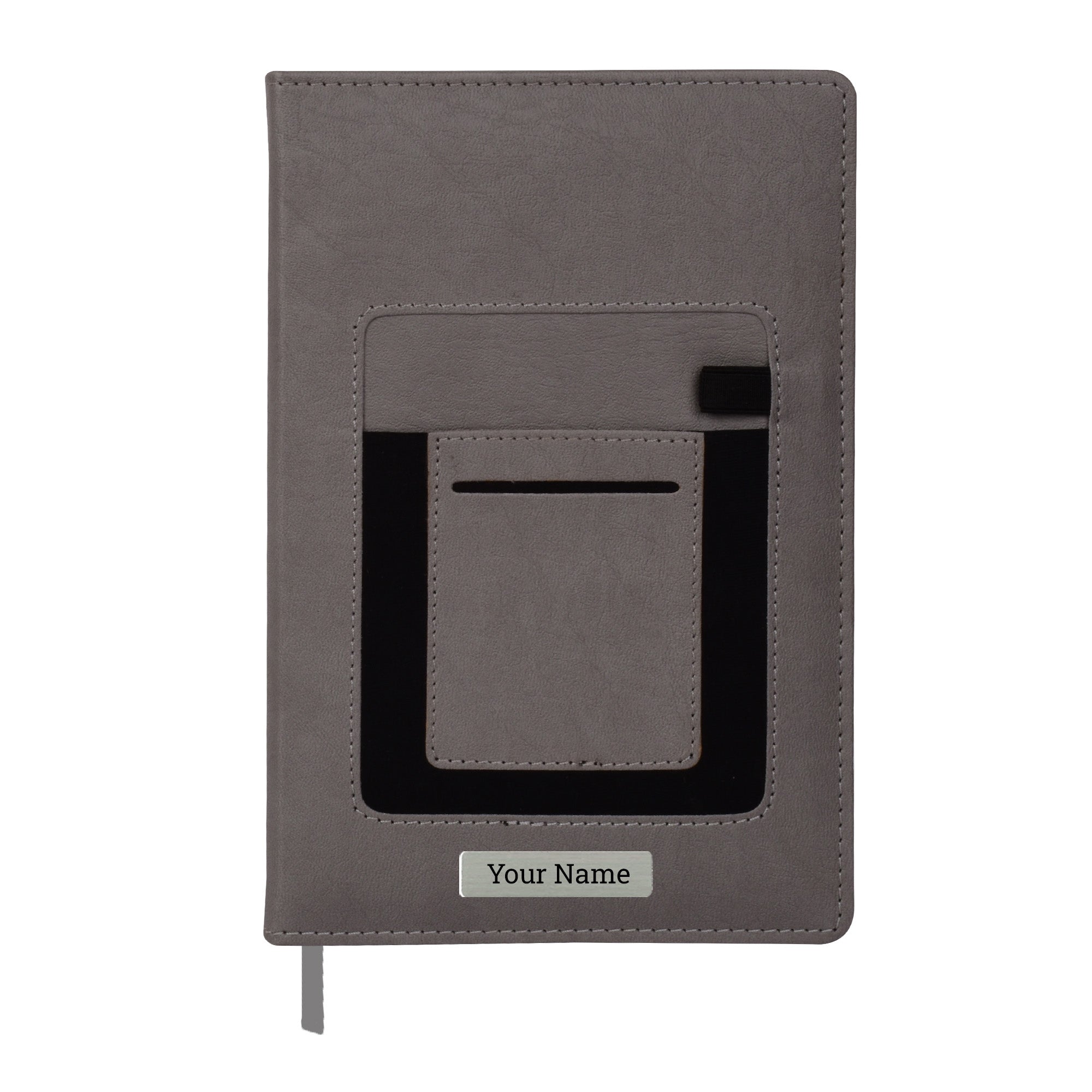 Personalized Edgemont A5 Hardbound Faux Leather Notebook Diary - Grey