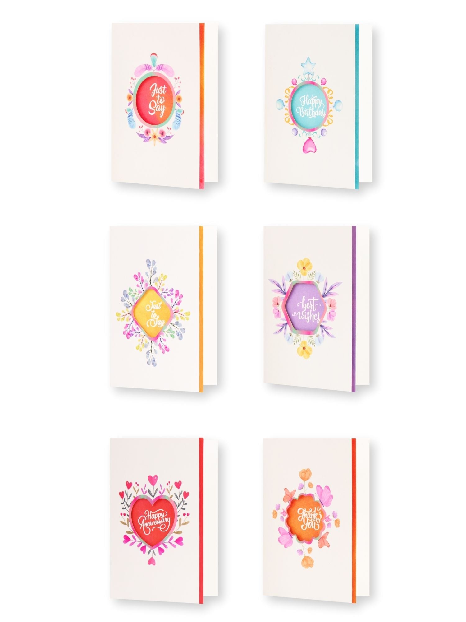 Doodle Set of 12 Blank Laser Cut Notecards - 6 Designs x 2 Cards (Elegante)