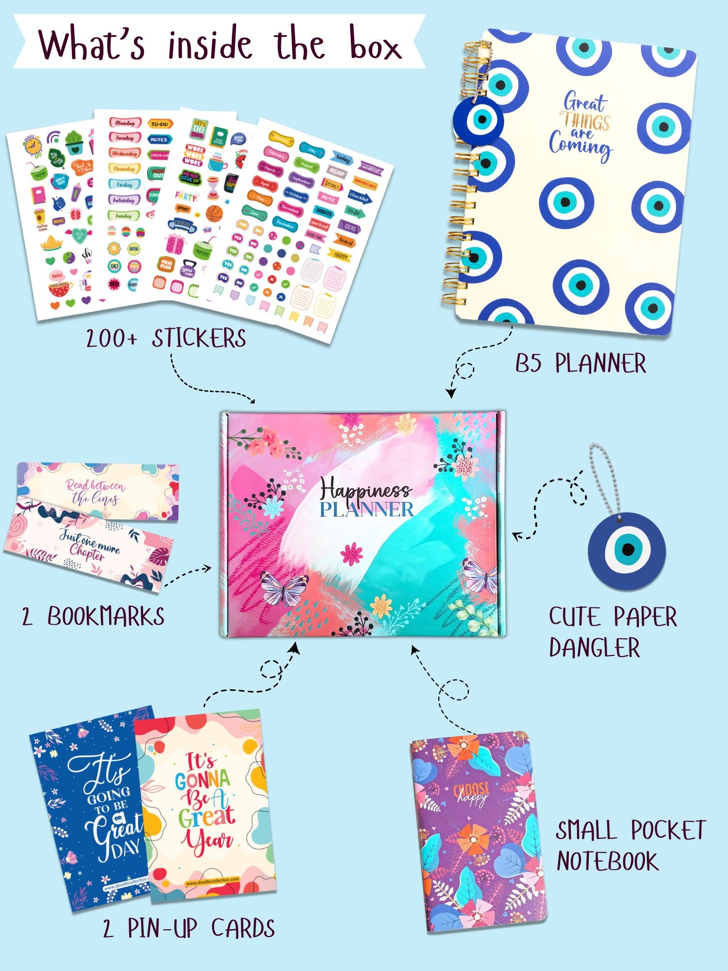 B5 Undated Yearly Planner Kit - Evil Eye Charm