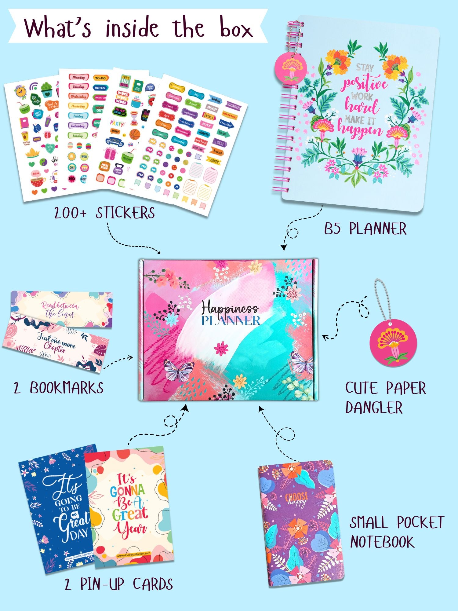 B5 Undated Yearly Planner Kit - Happiness Mantra