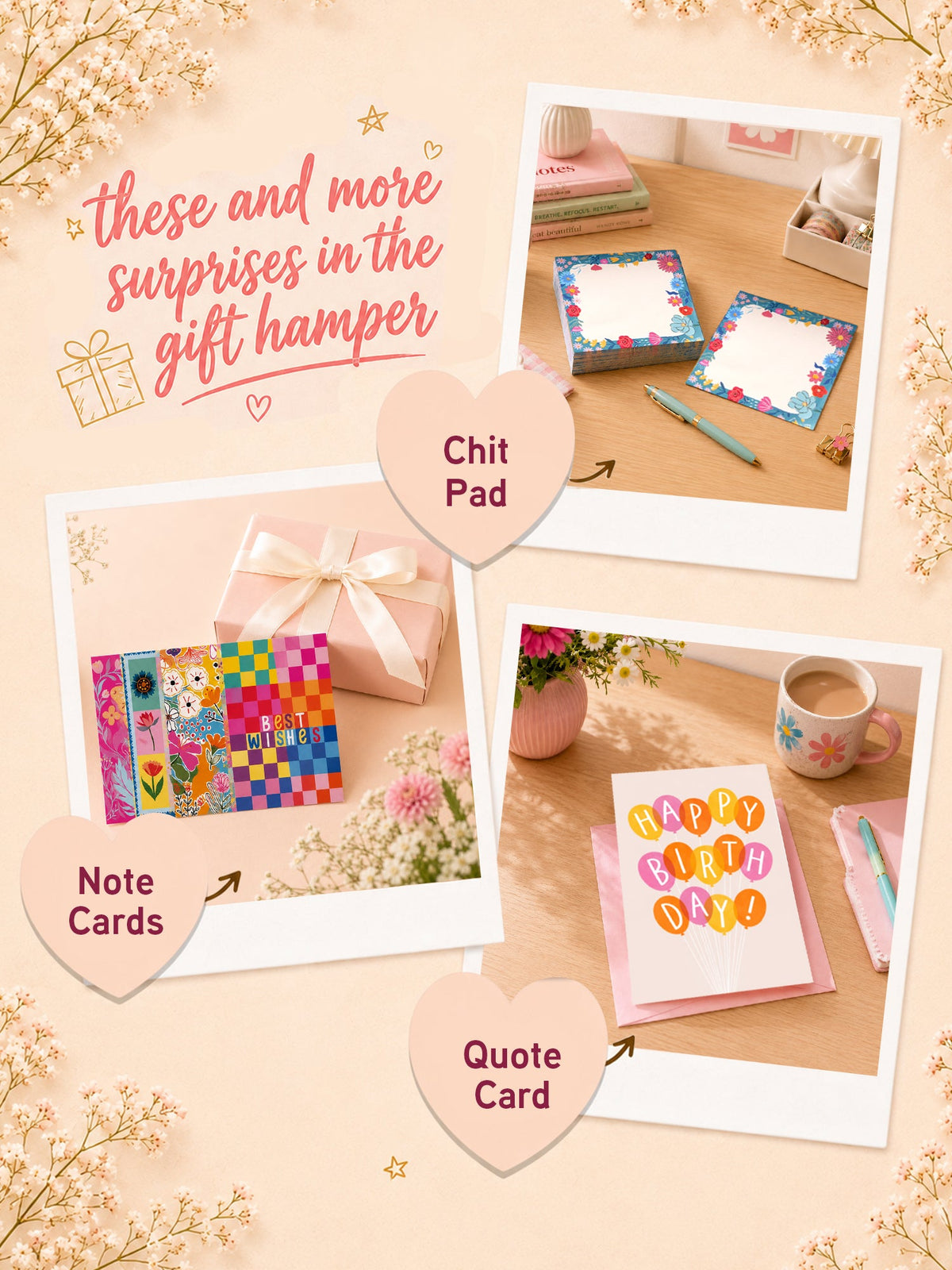 Happy Vibes Gift Hamper 2 | Best Birthday Gift for girls with 14 Cute Goodies