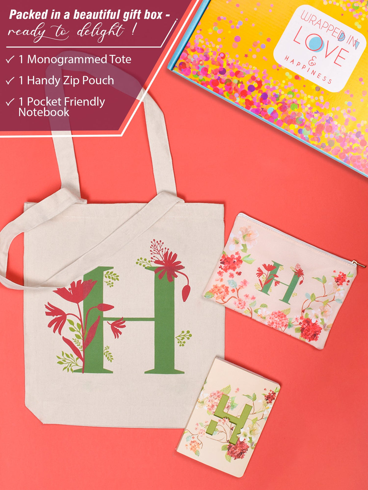 Initial H Monogram Gift Set