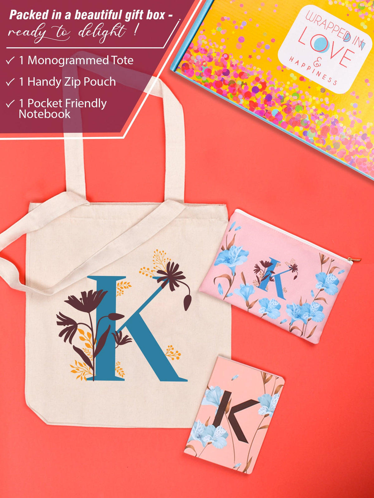 Initial K Monogram Gift Set