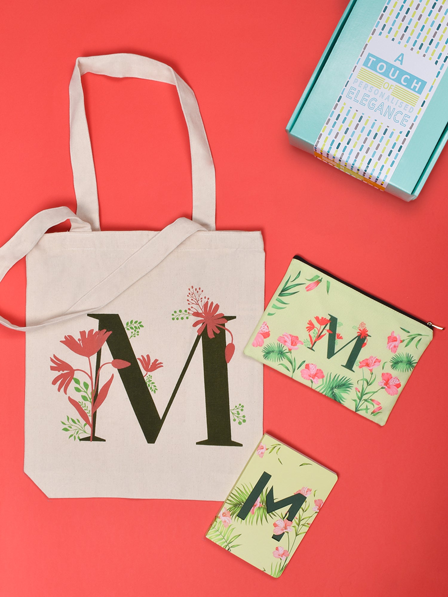 Initial M Monogram Gift Set