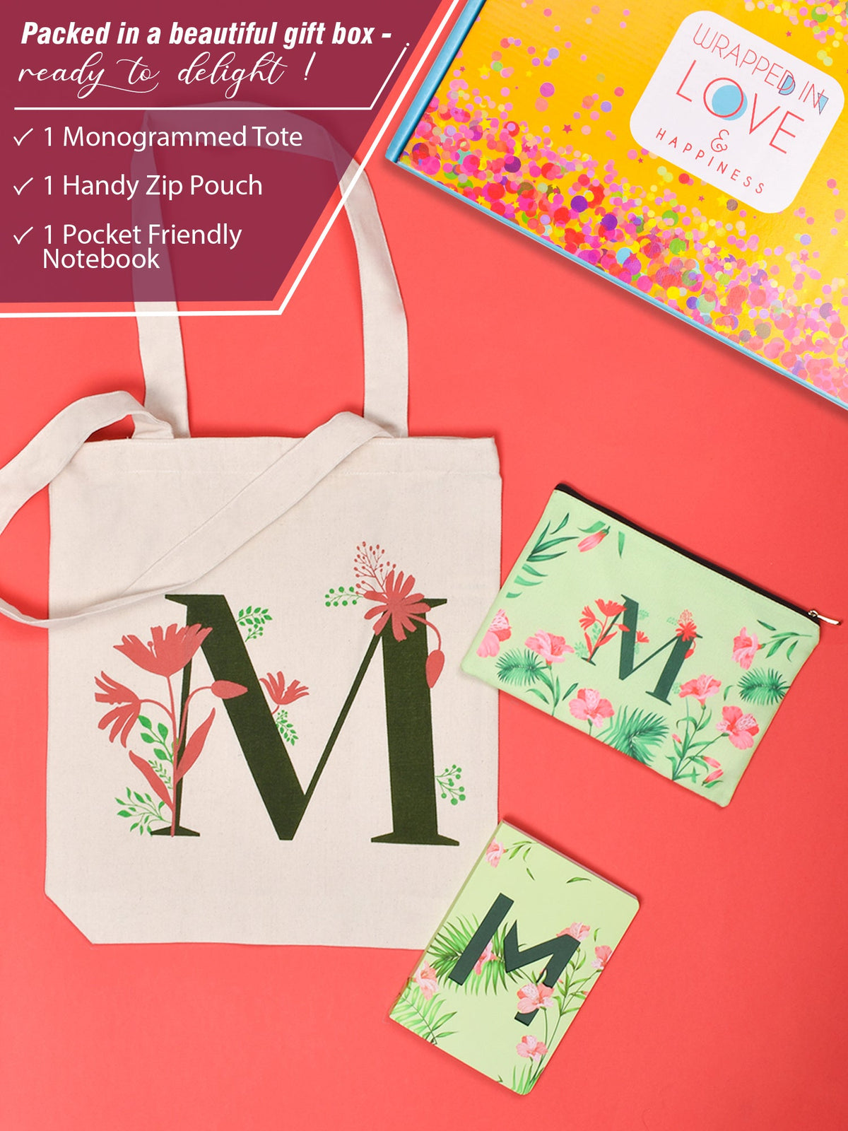 Initial M Monogram Gift Set