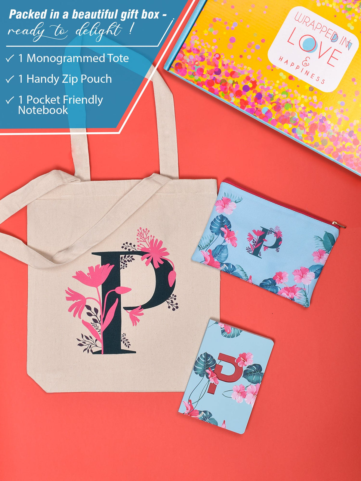Initial P Monogram Gift Set