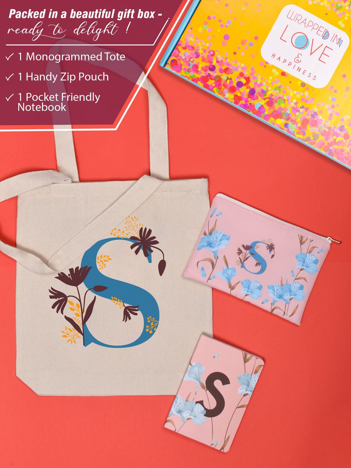 Initial S Monogram Gift Set