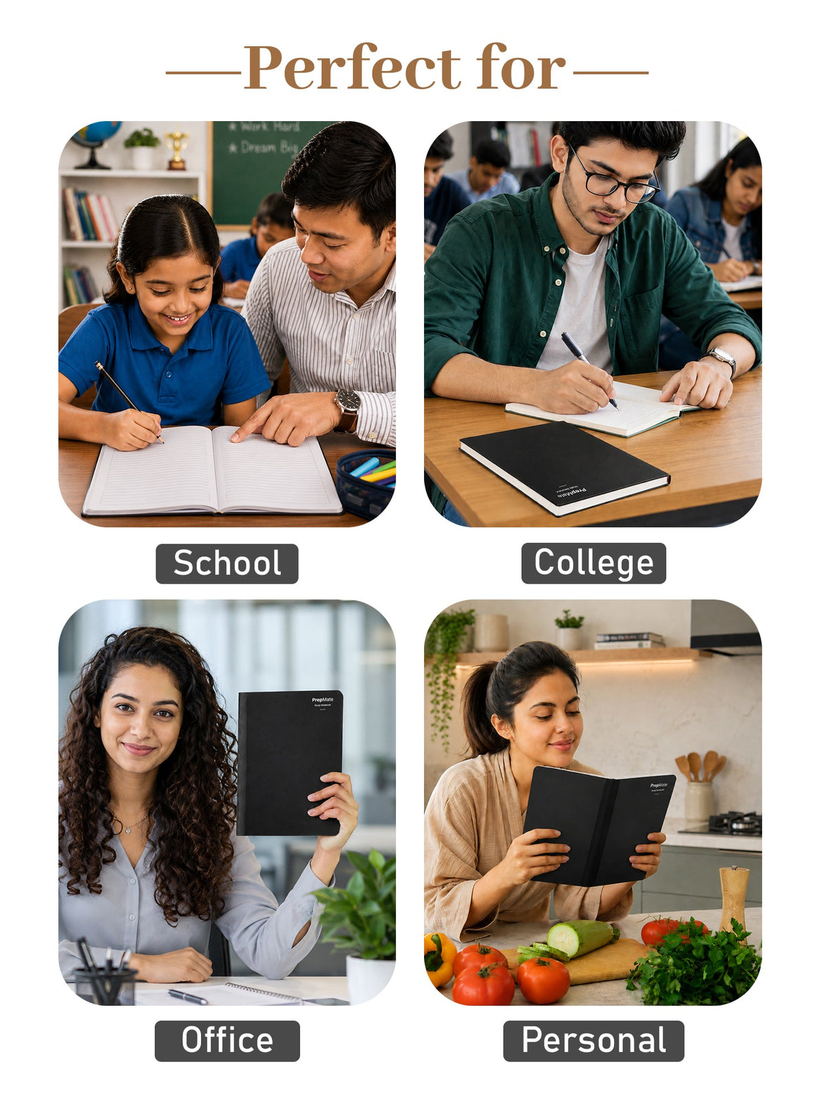 A4 Study Notebooks Pack of 4 | PrepMate Black