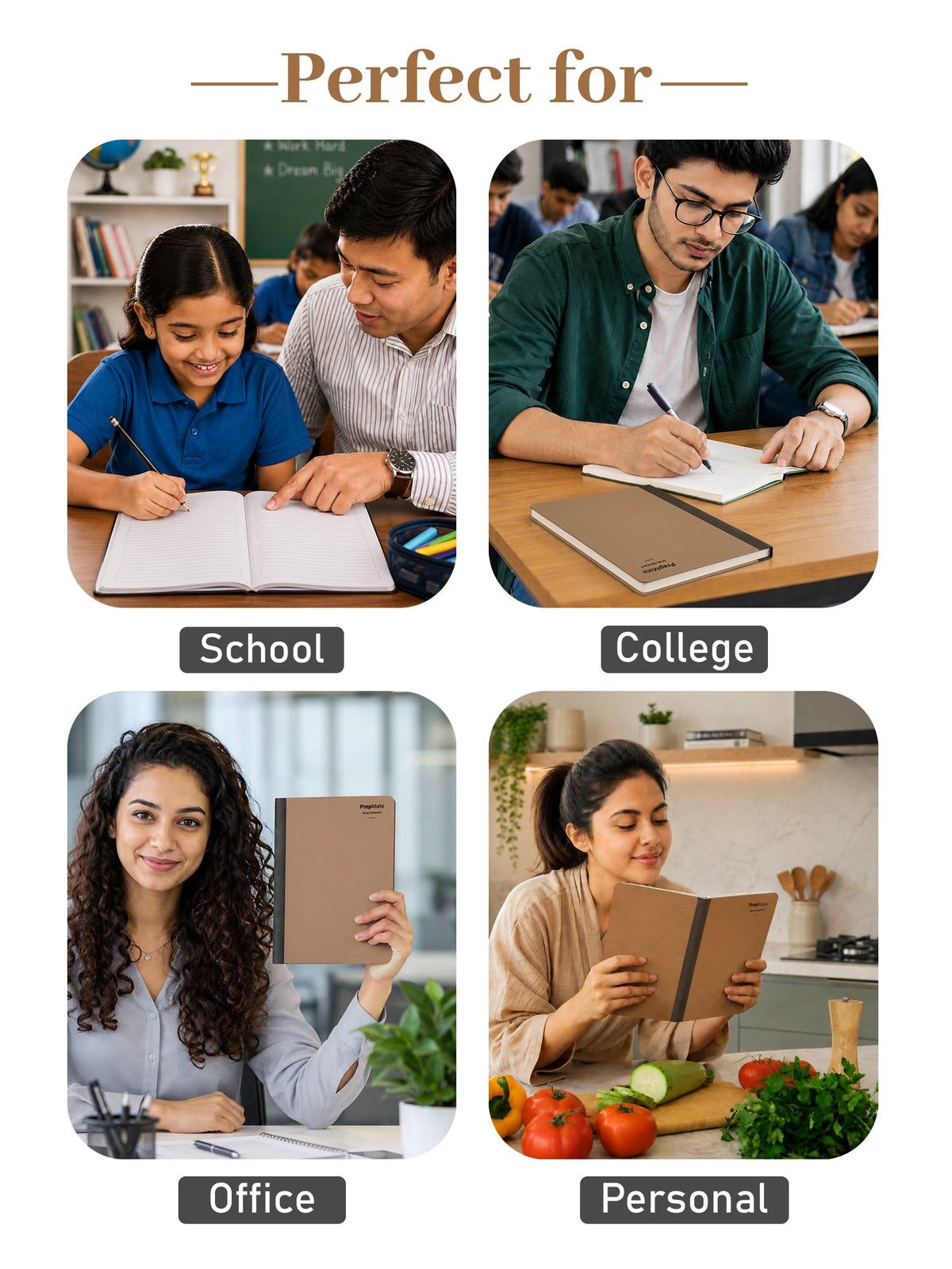 A4 Study Notebooks Pack of 4 | PrepMate Beige
