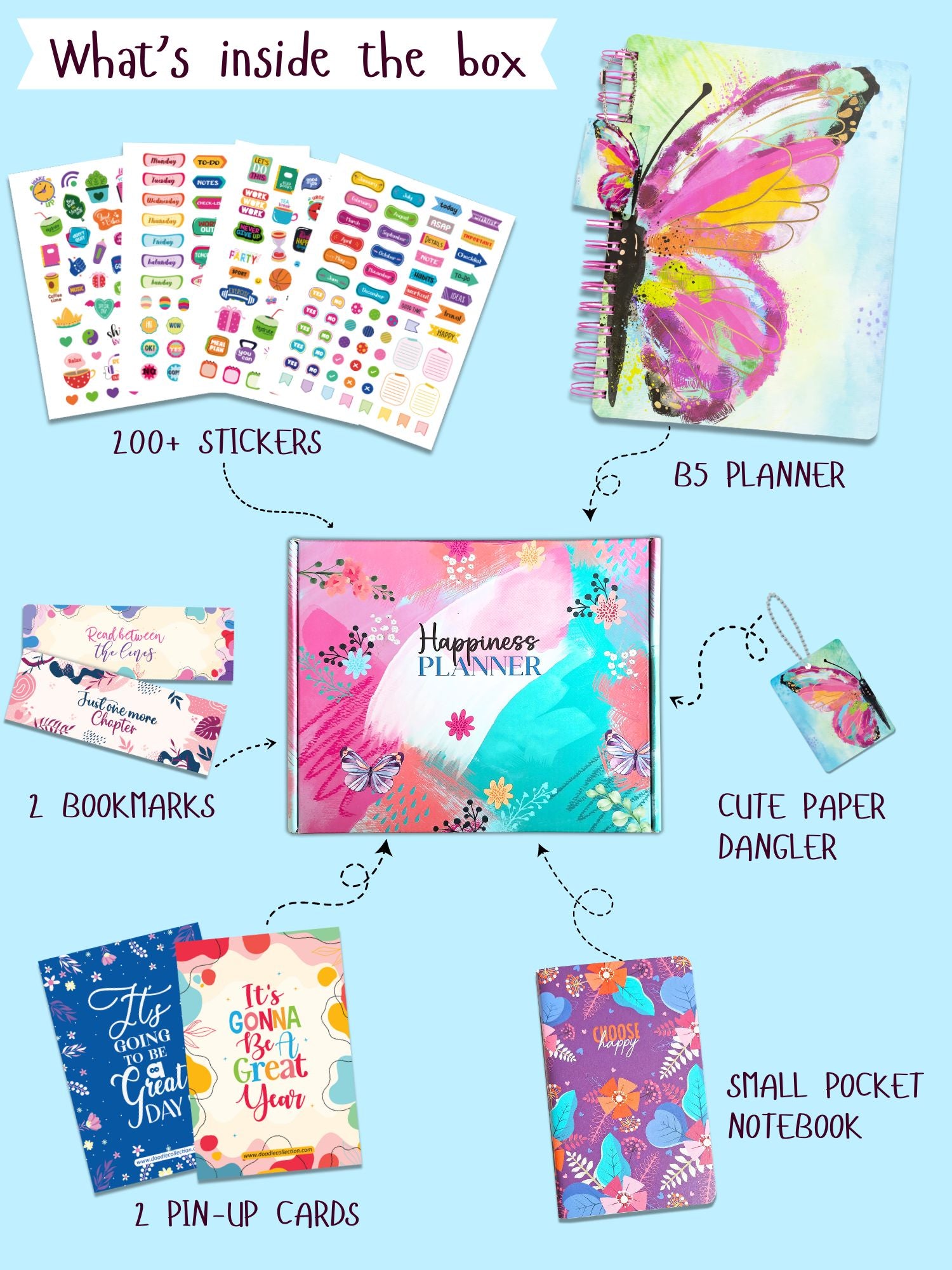 Personalized 2025 B5 Undated Yearly Planner Kit - Graceful Wings
