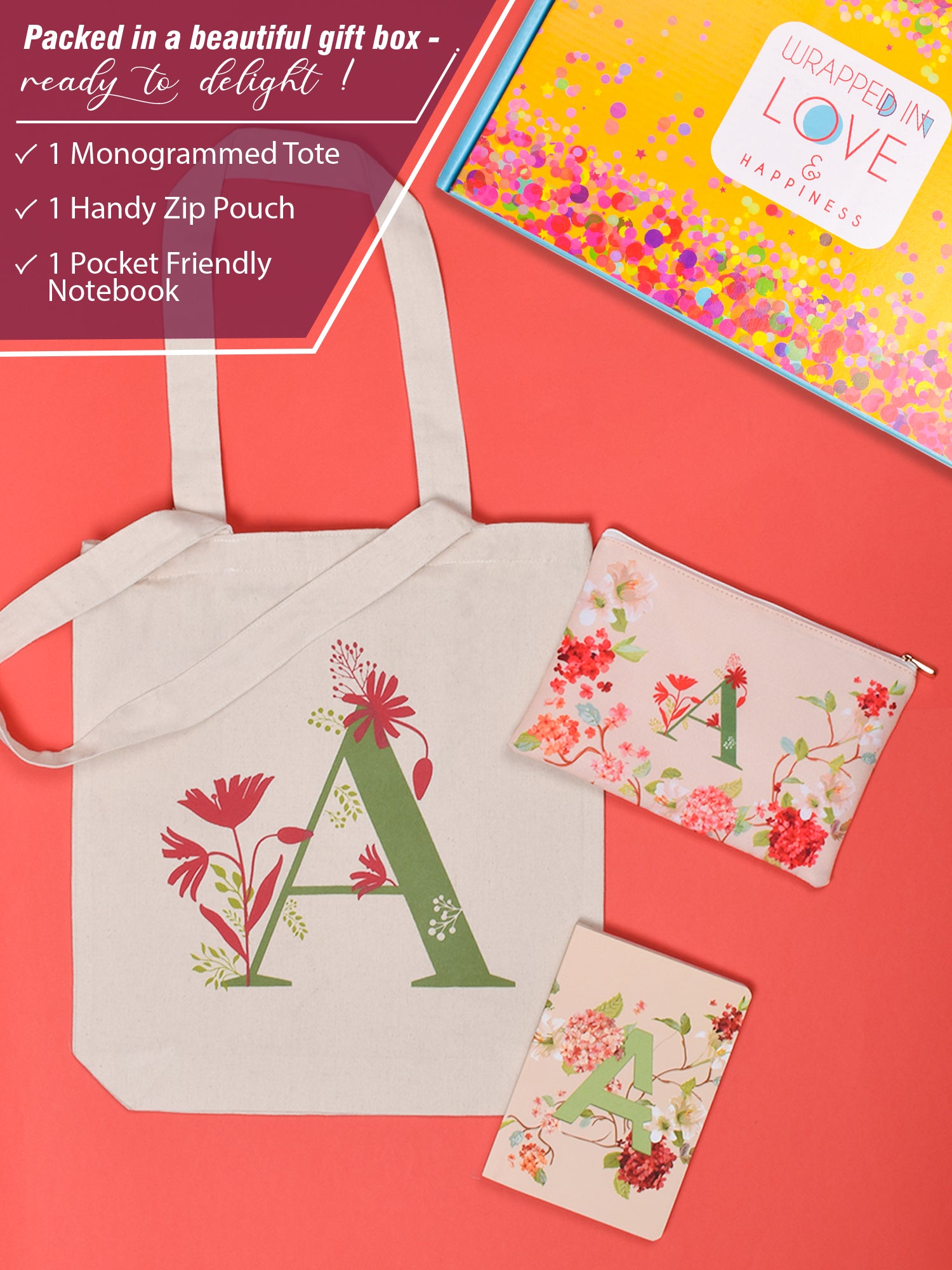 Initial A Monogram Gift Set - View 2