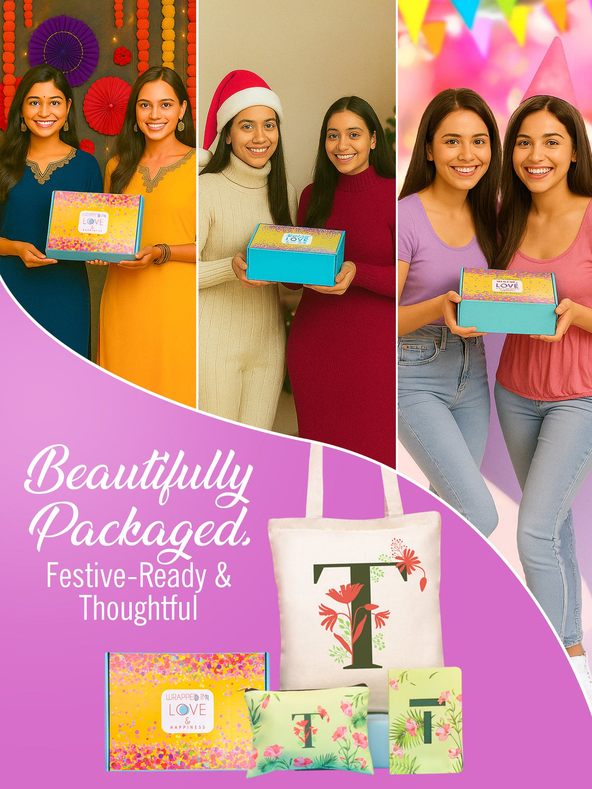 Initial T Monogram Gift Set