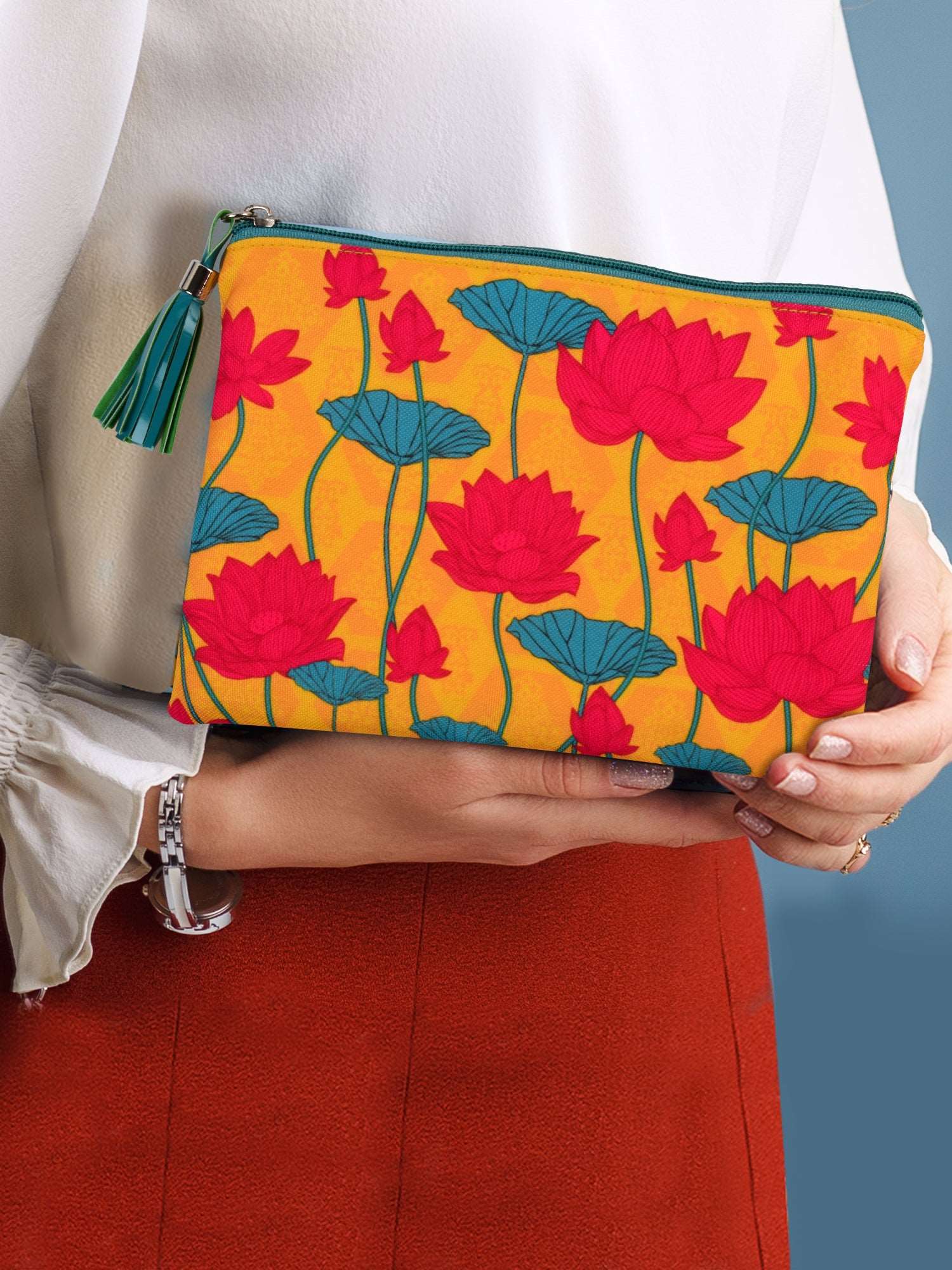 Doodle Bright Blooms Multipurpose Pouch for Women - DoodleCollection Store