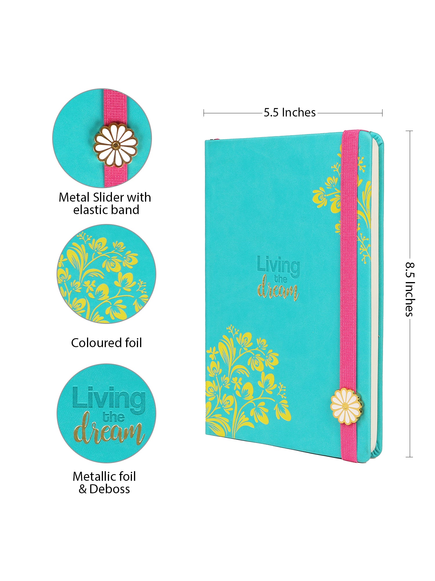Living the dream Turquoise A5 Hard Bound Notebook