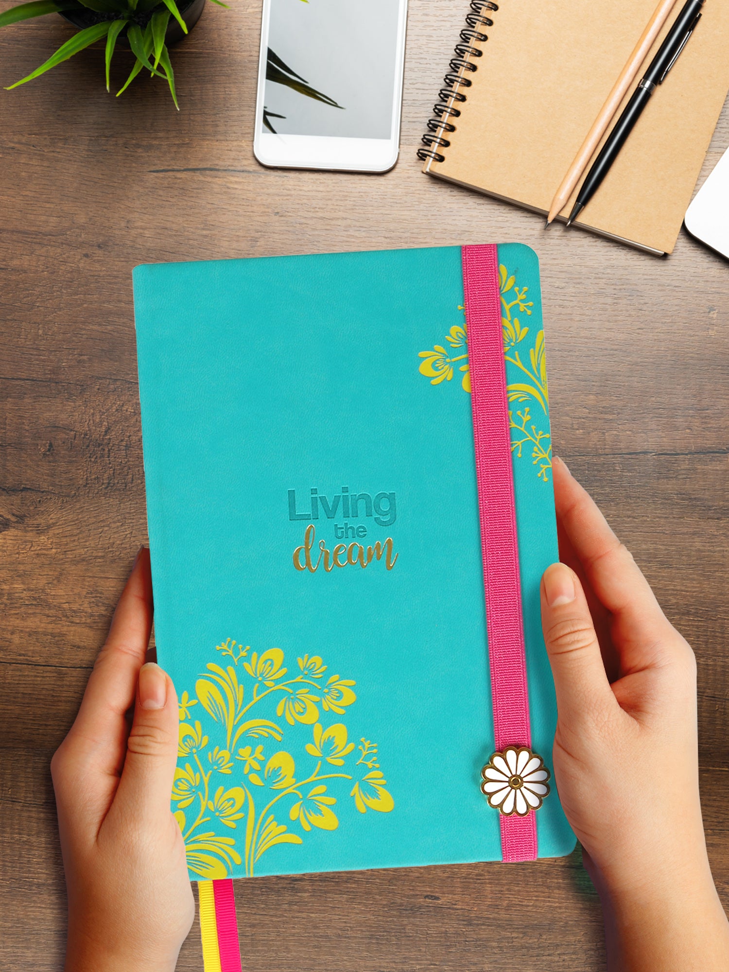 Living the dream Turquoise A5 Hard Bound Notebook