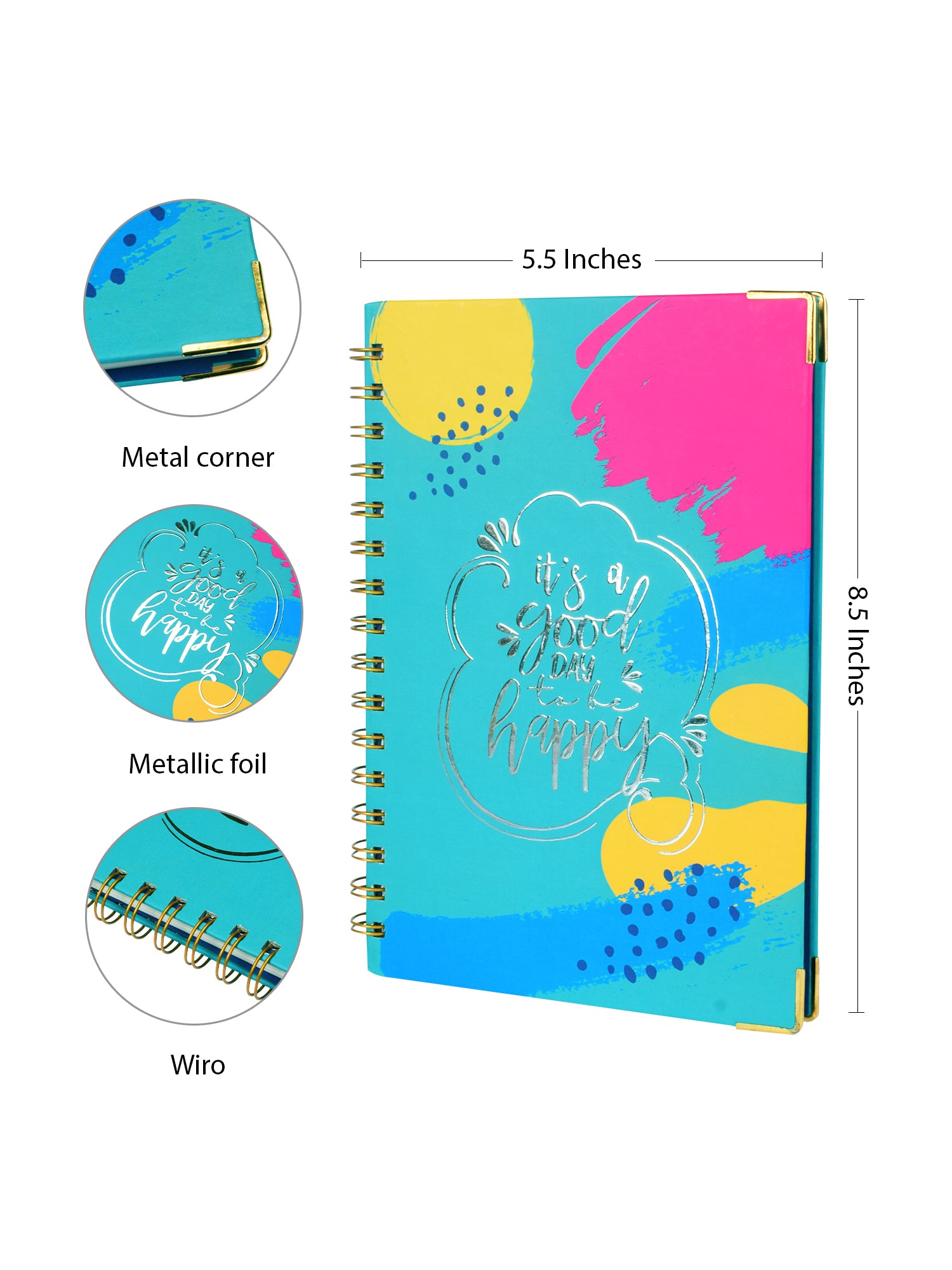 Happy Day - Blue - Hard Bound A5 Daily Planner