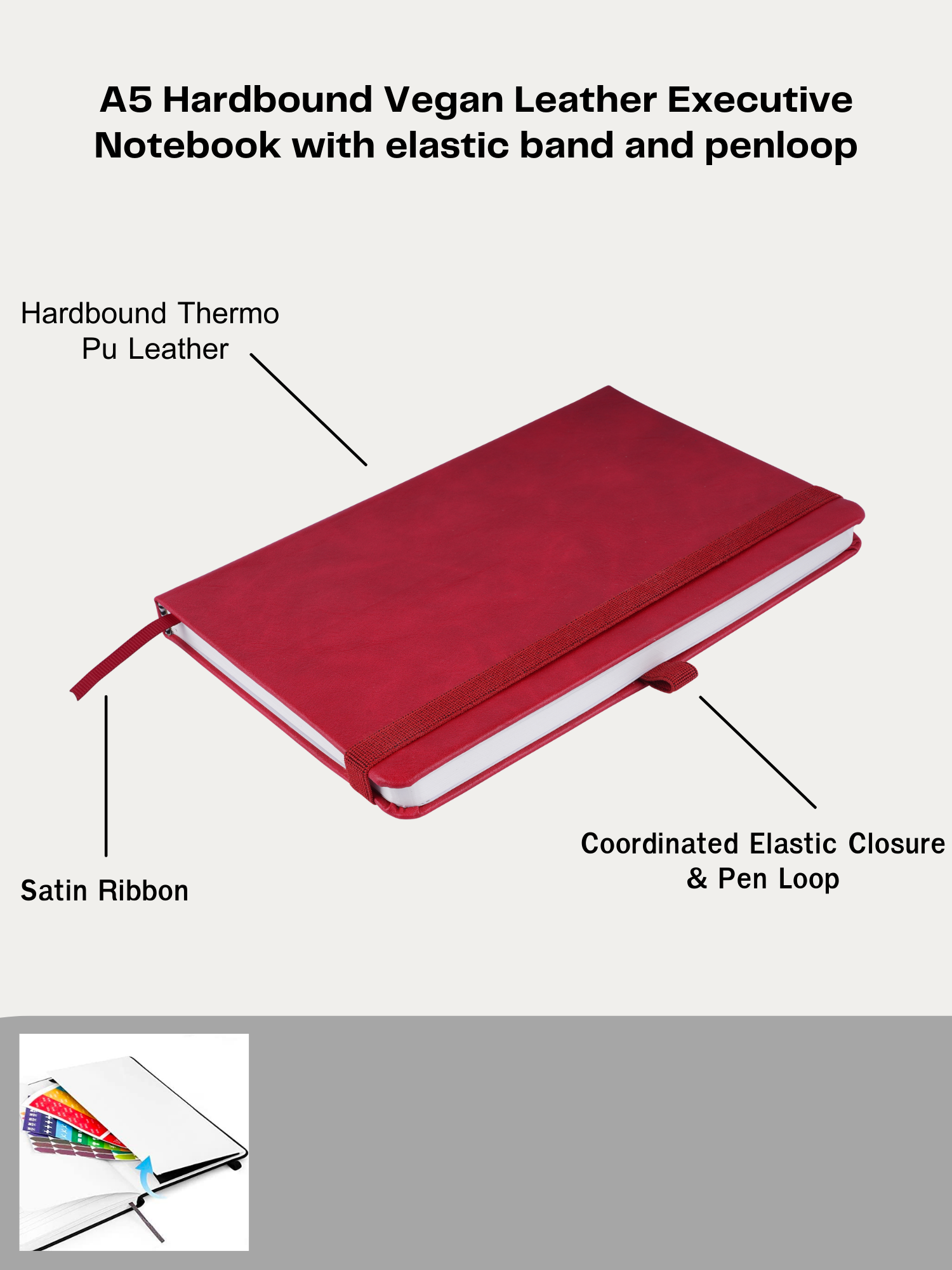 Apex Executive A5 PU Leather Hardbound Diary - Red