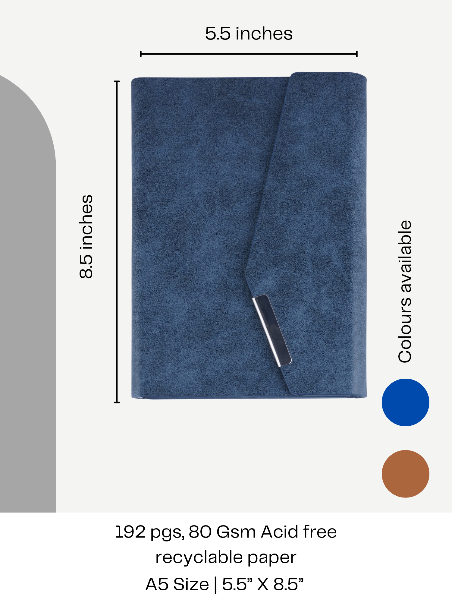Jacket Style Vegan Leather A5 Executive Notebook -  Regent Blue