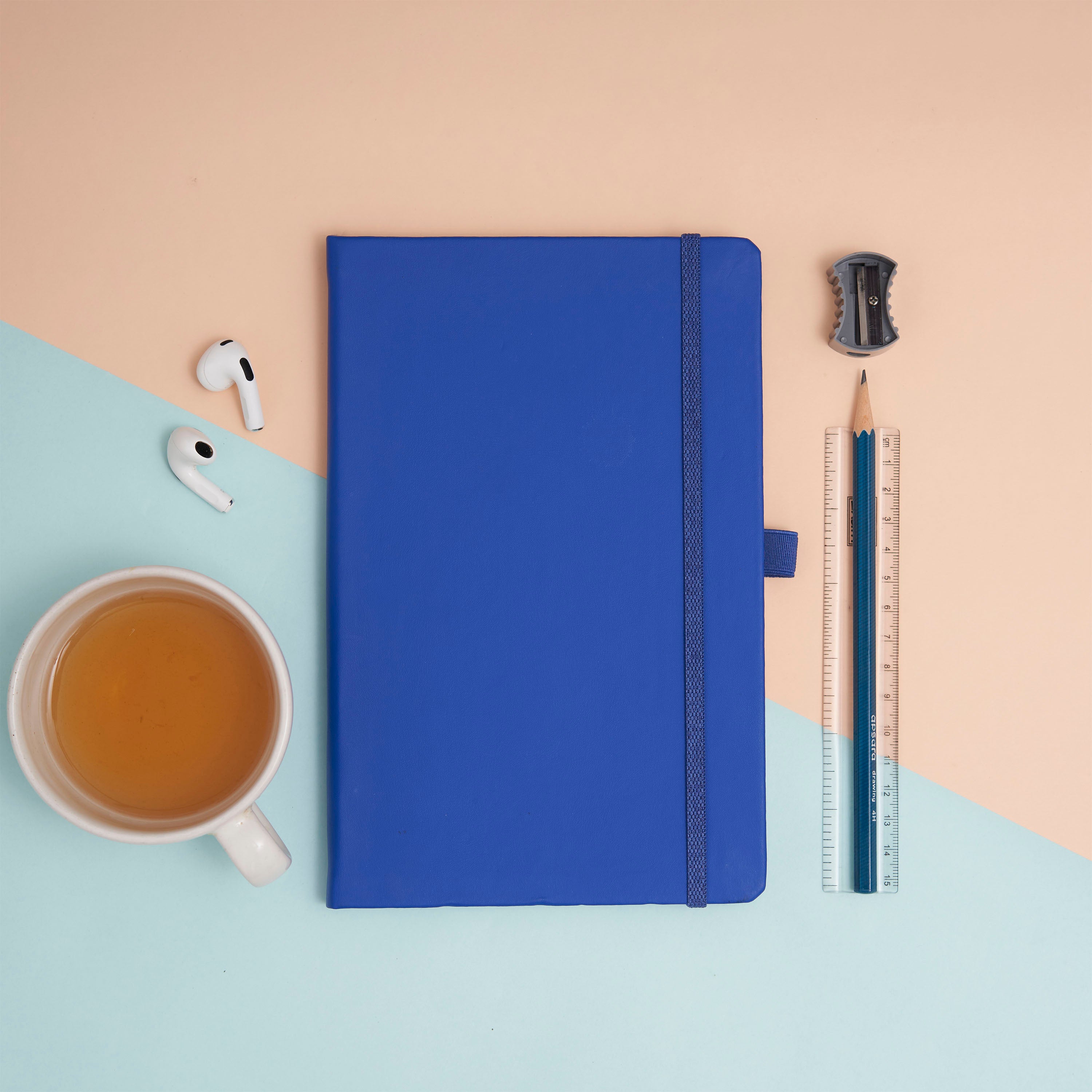 Pro Series Executive A5 PU Leather Hardbound Unruled Diary with Pen Loop - BLUE