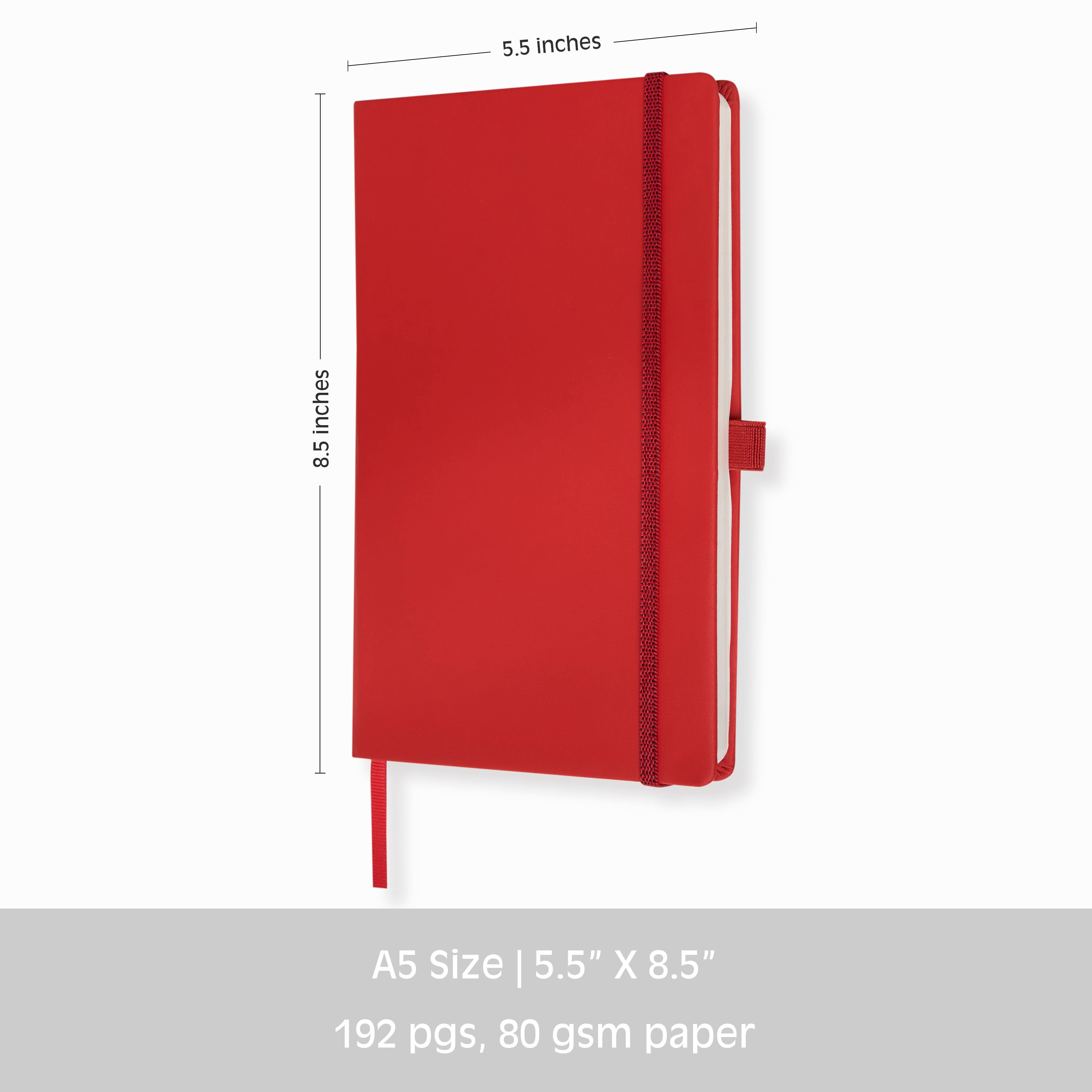 Pro Series Executive A5 PU Leather Hardbound Ruled Diary with Pen Loop - RED