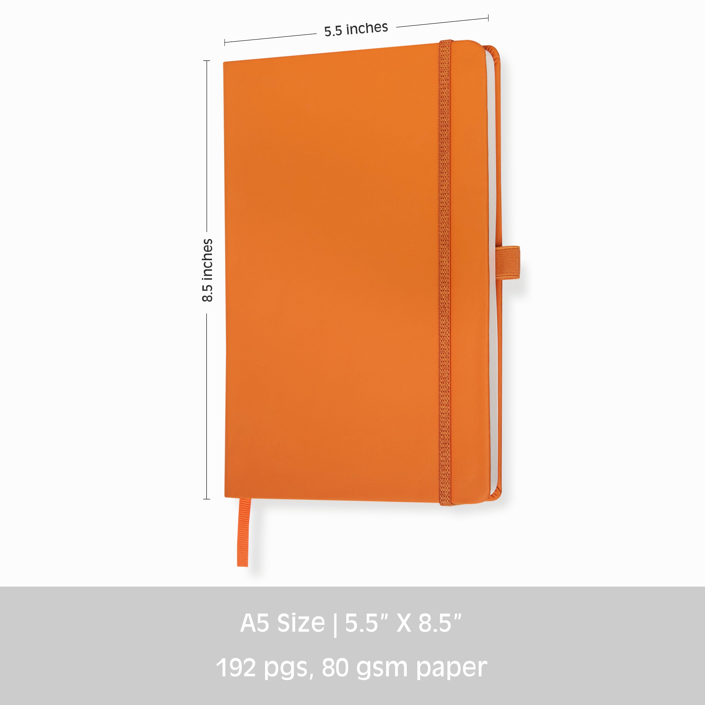 Pro Series Executive A5 PU Leather Hardbound Ruled Diary with Pen Loop - ORANGE