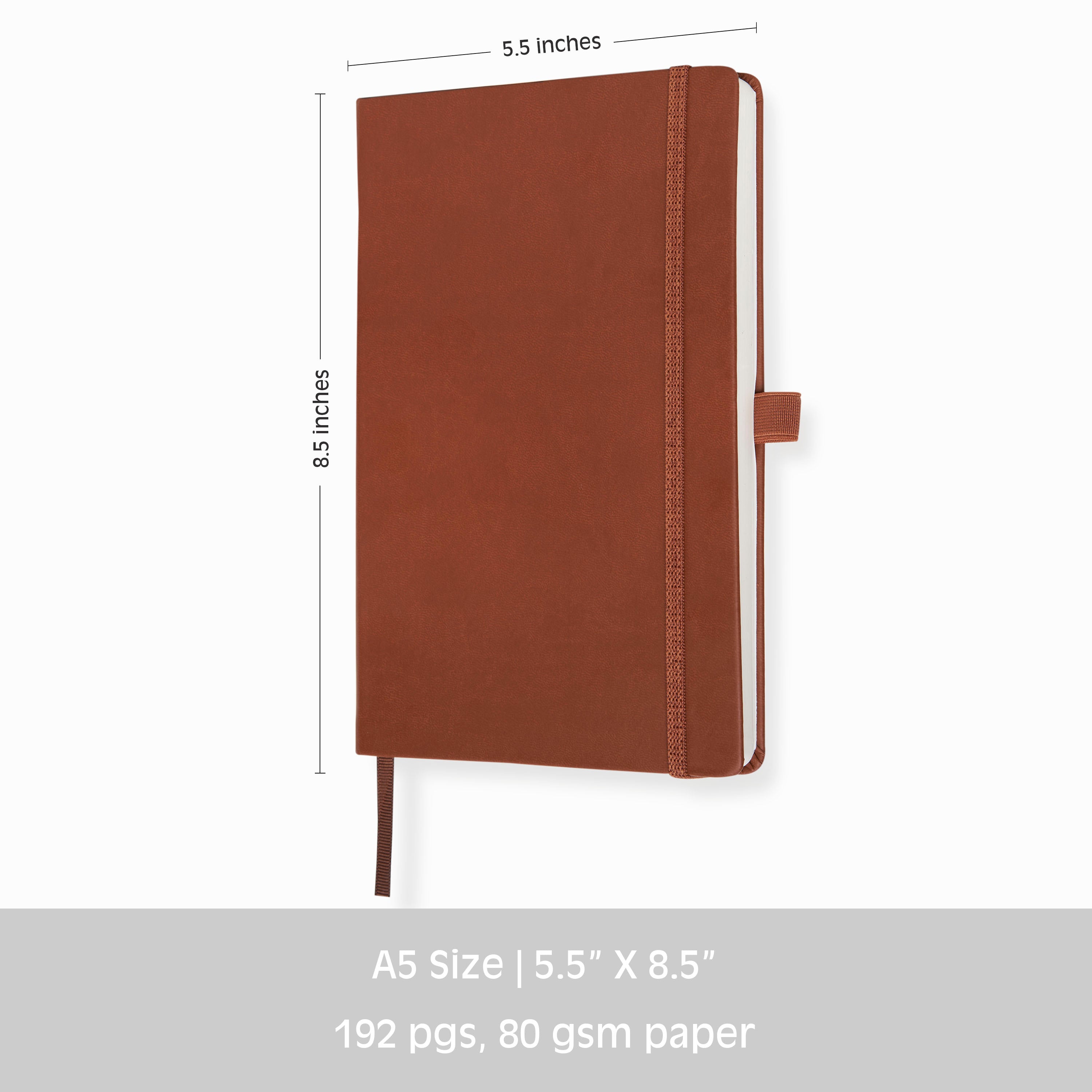 Pro Series Executive A5 PU Leather Hardbound Ruled Diary with Pen Loop - Brown
