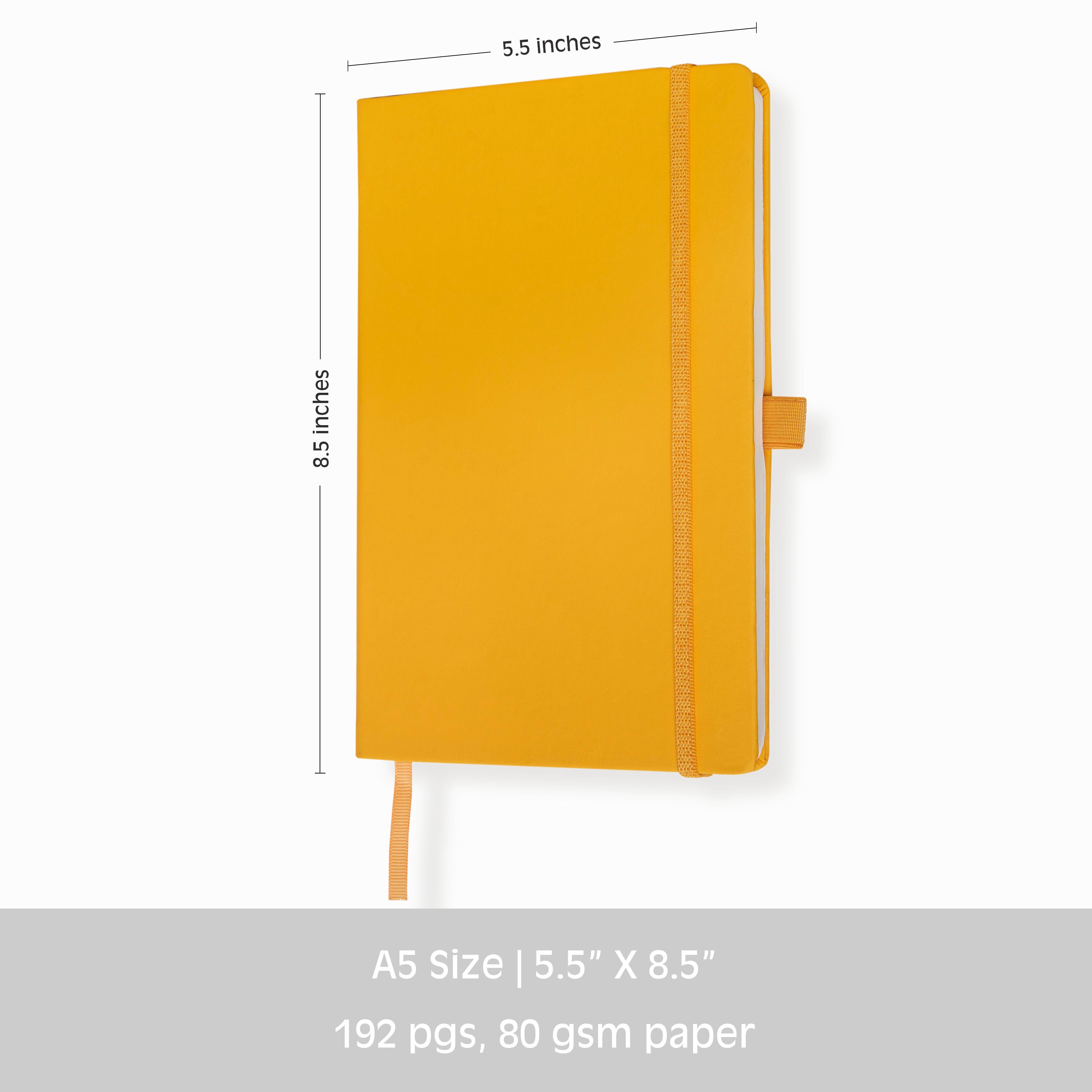 Pro Series Executive A5 PU Leather Hardbound Unruled Diary with Pen Loop - YELLOW