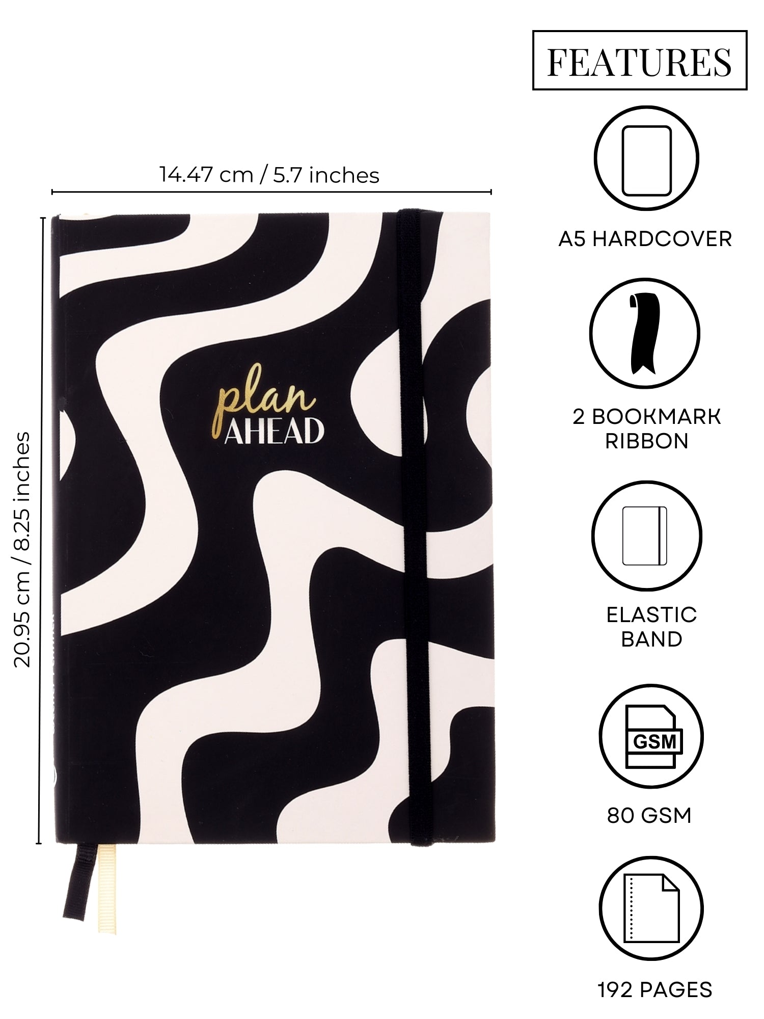 Personalized Undated A5 Weekly Planner - Swirly Black