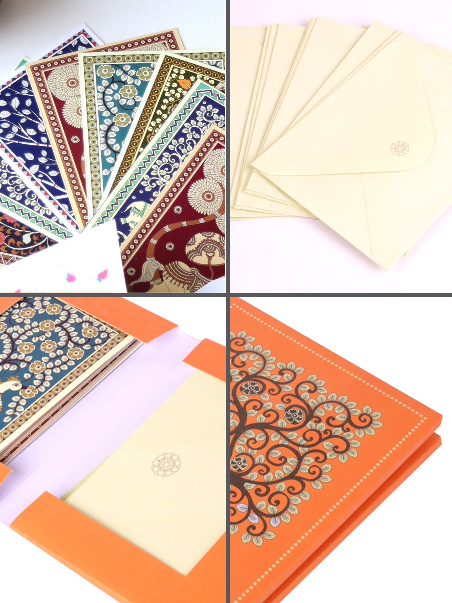 Kalamkari Art Set of 12 Notecards With Envelope Gift