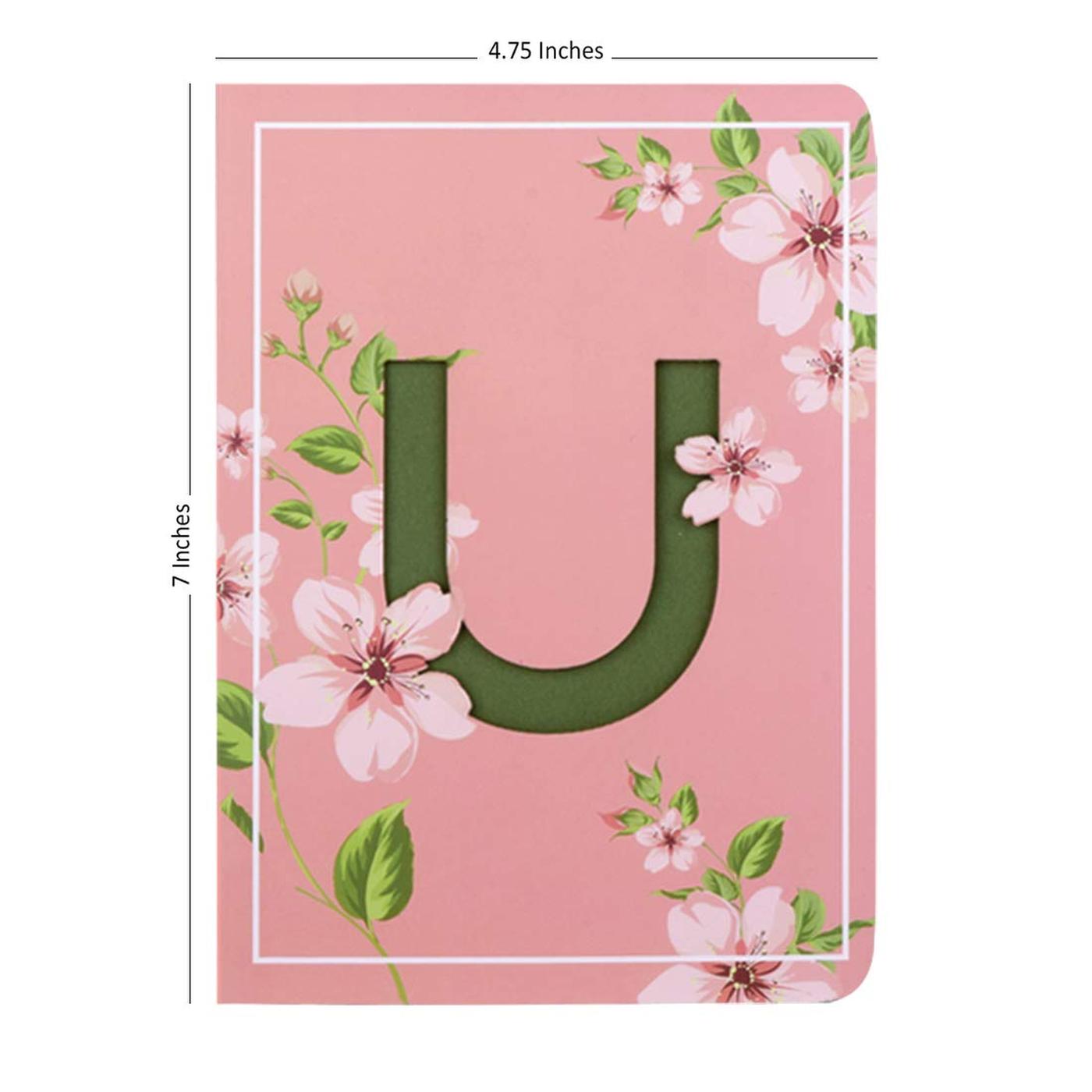 Initial U - Floral Monogram Notebook