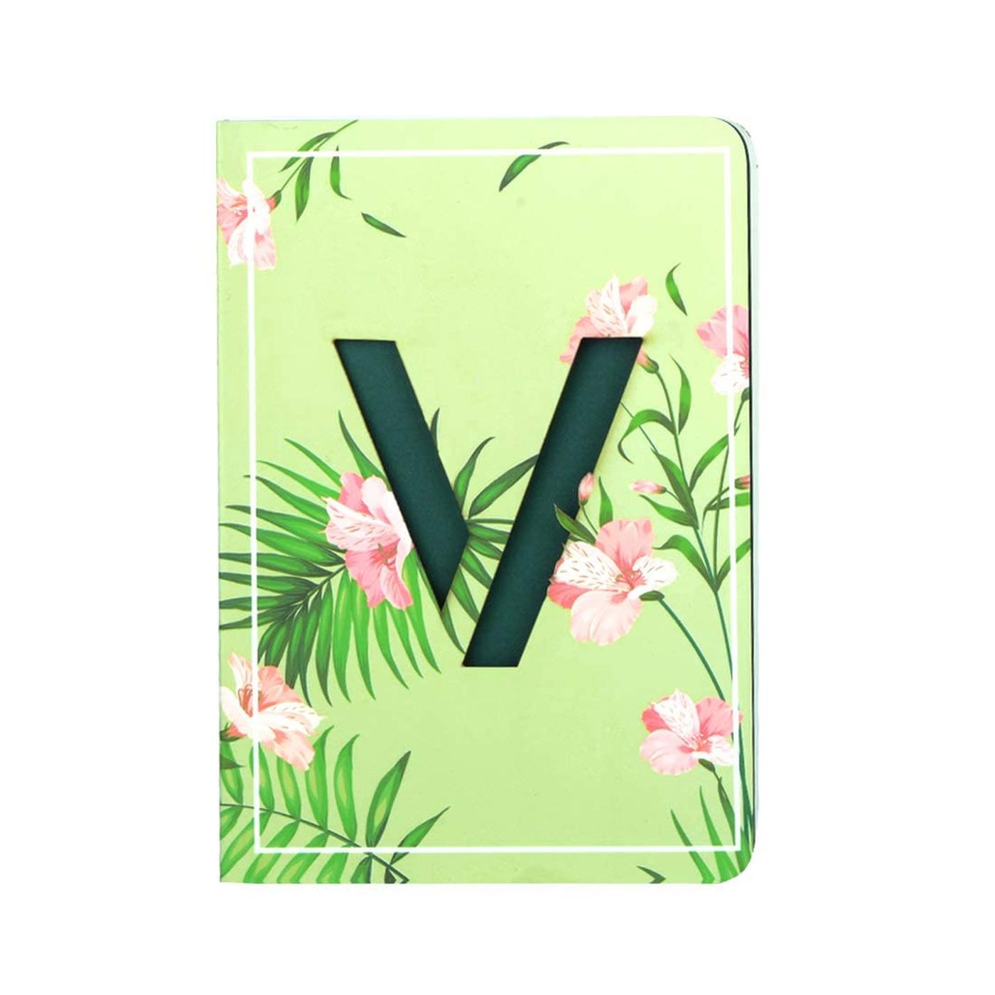 Initial V - Floral Monogram Notebook