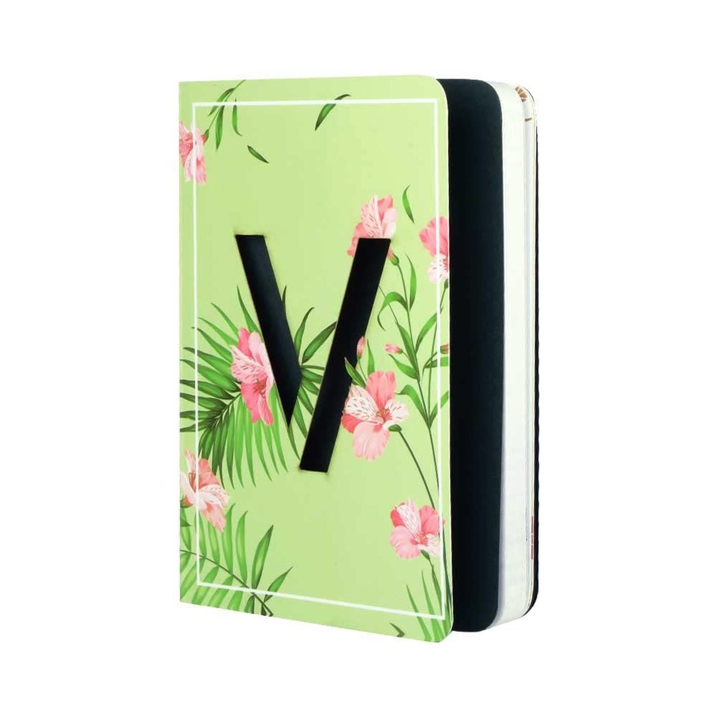 Initial V - Floral Monogram Notebook