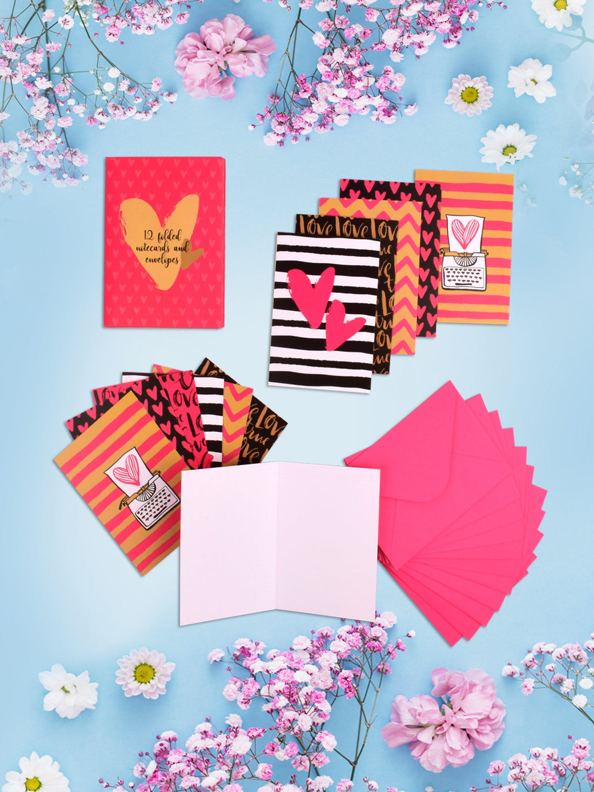 Love Notes Set Of 12 Notecards with Envelope - DoodleCollection Store