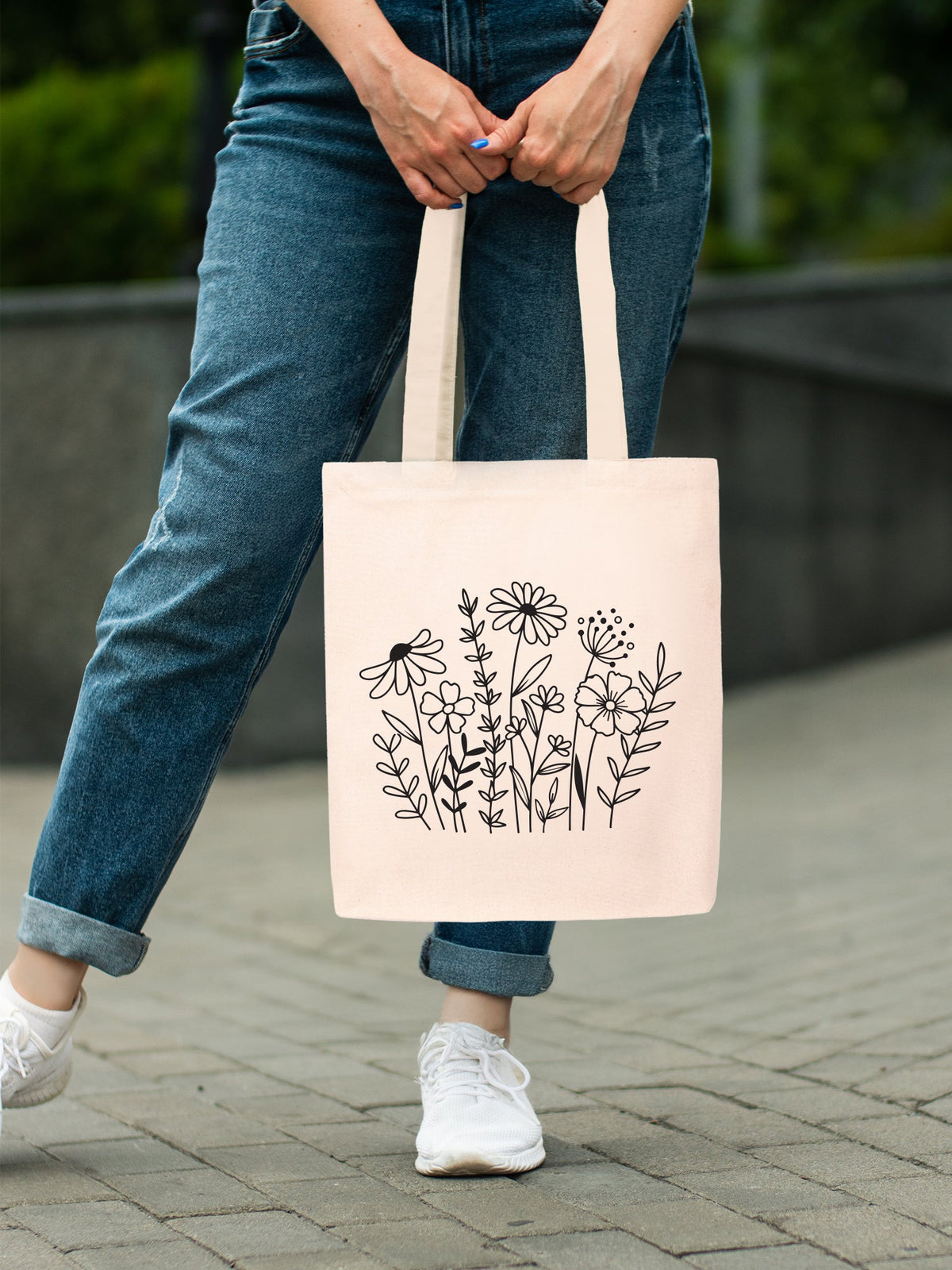 Wild Bloom Neutral Tote Bag