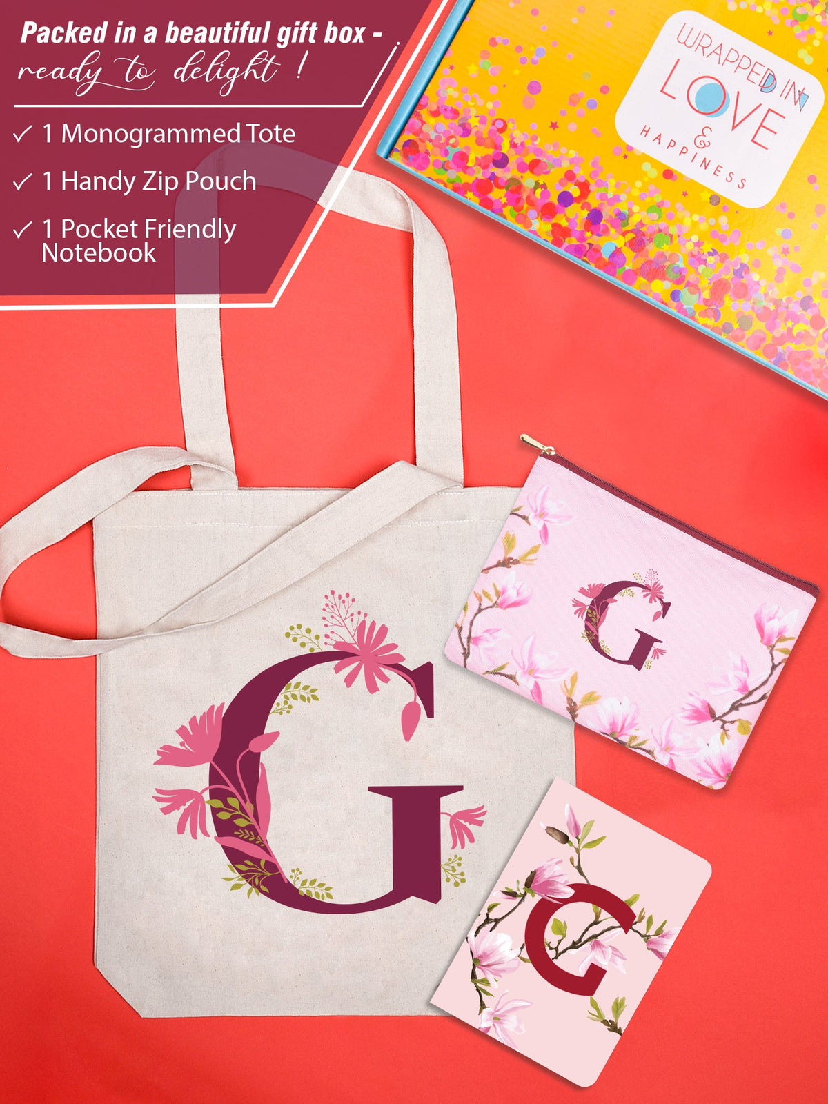 Initial G Monogram Gift Set