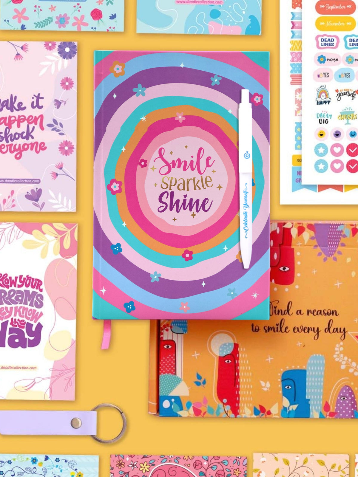 Personalized A5 Undated Yearly Planner Gift Set - Joyful Sparkle