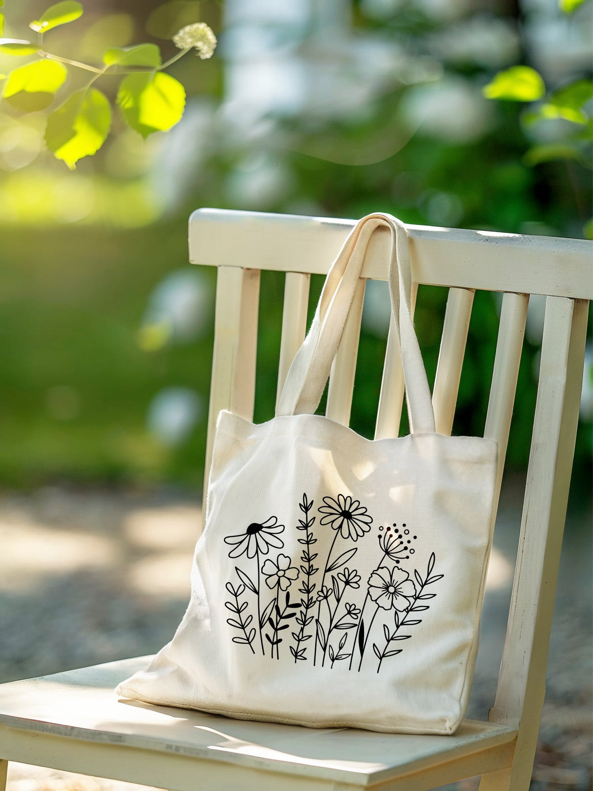Wild Bloom Neutral Tote Bag