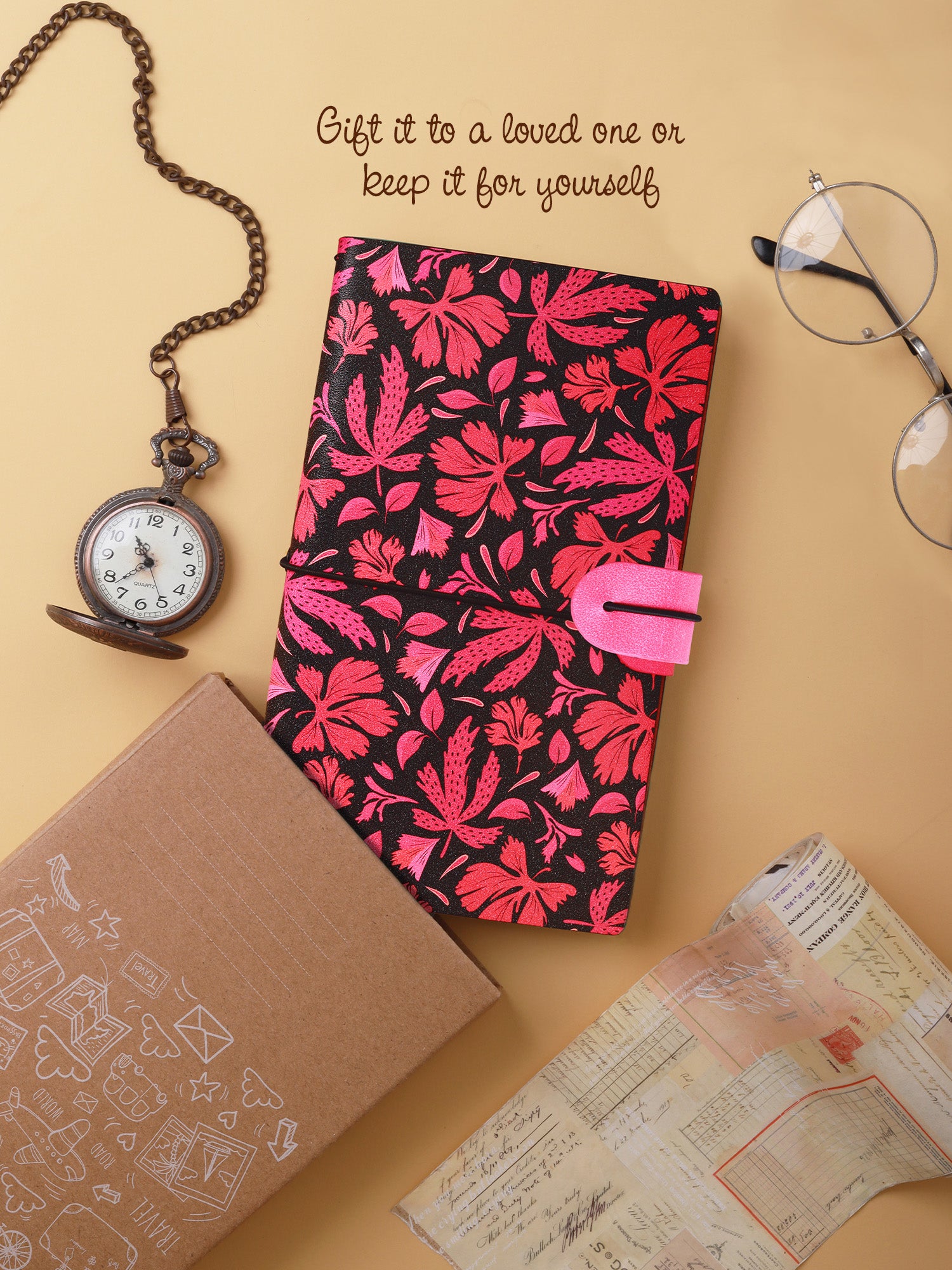 A5 Refillable Travel Journal - Blush Forest