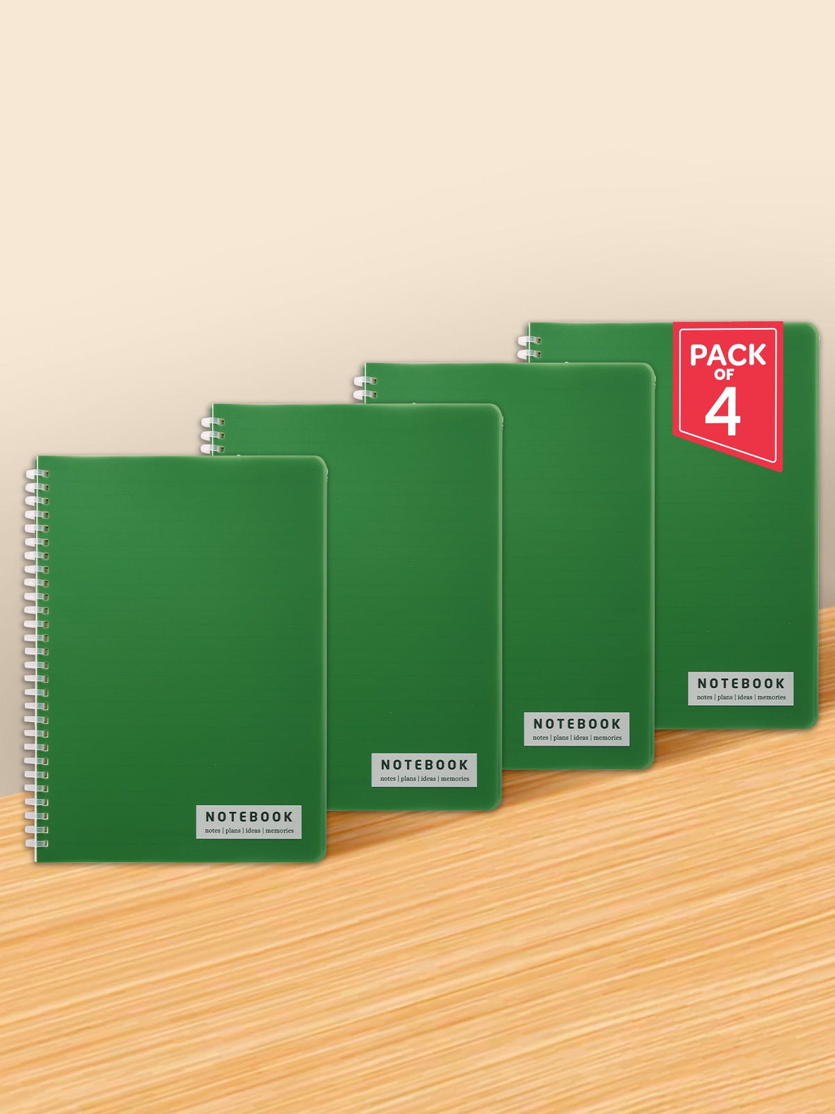 Set of 4 B5 Soft Wiro Notebook - Green