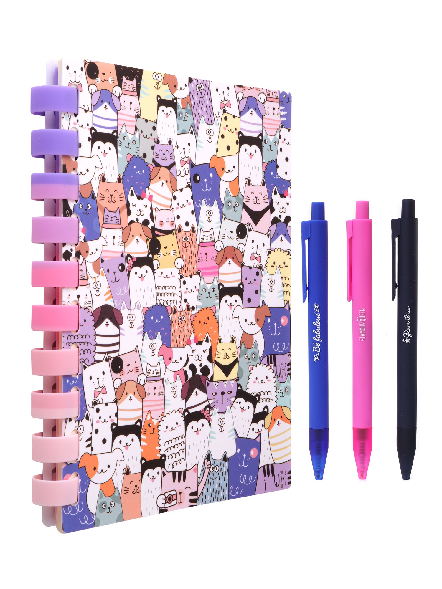 A5 Refillable Soft Wiro Notebook with Pen Set - Cats Maze