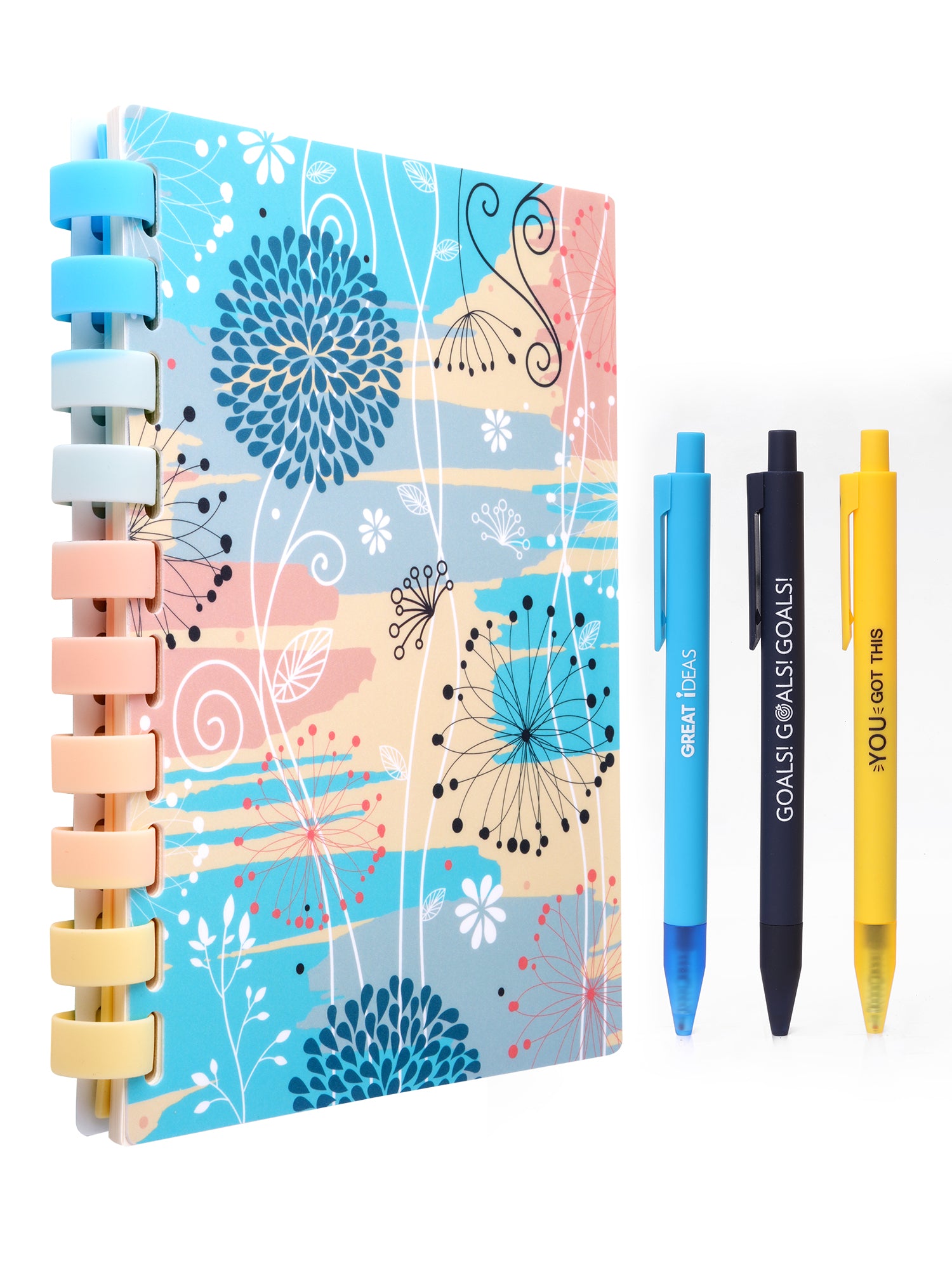 A5 Refillable Soft Wiro Notebook with Pen Set - Soft Blooms