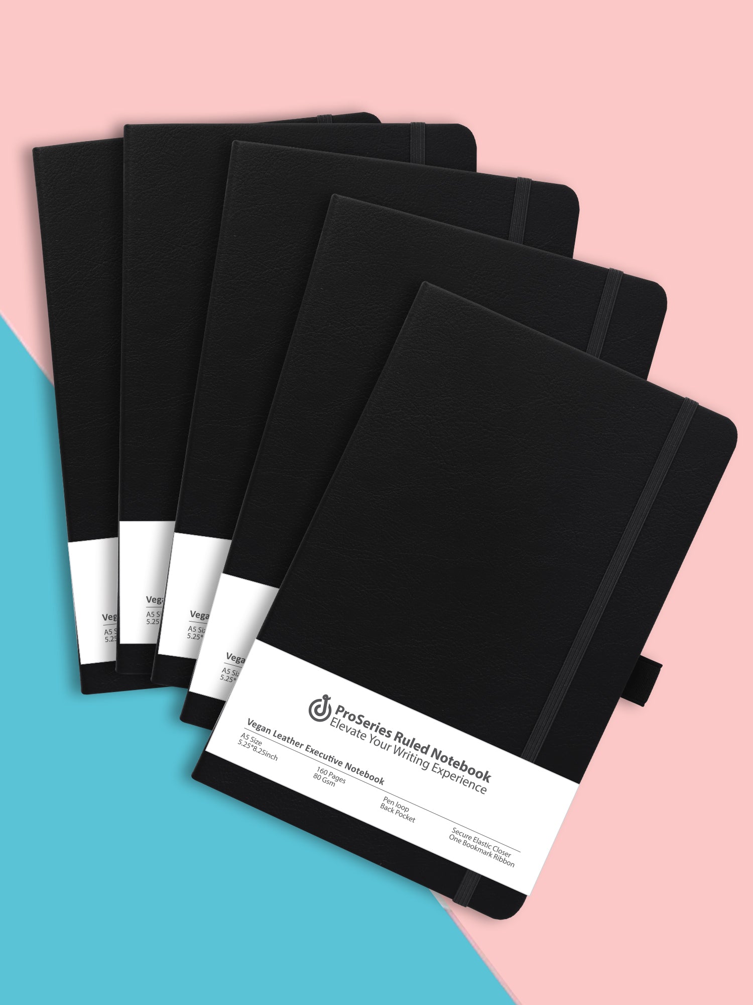 A5 Pro Series Executive Notebook - Pack of 5 (Black)