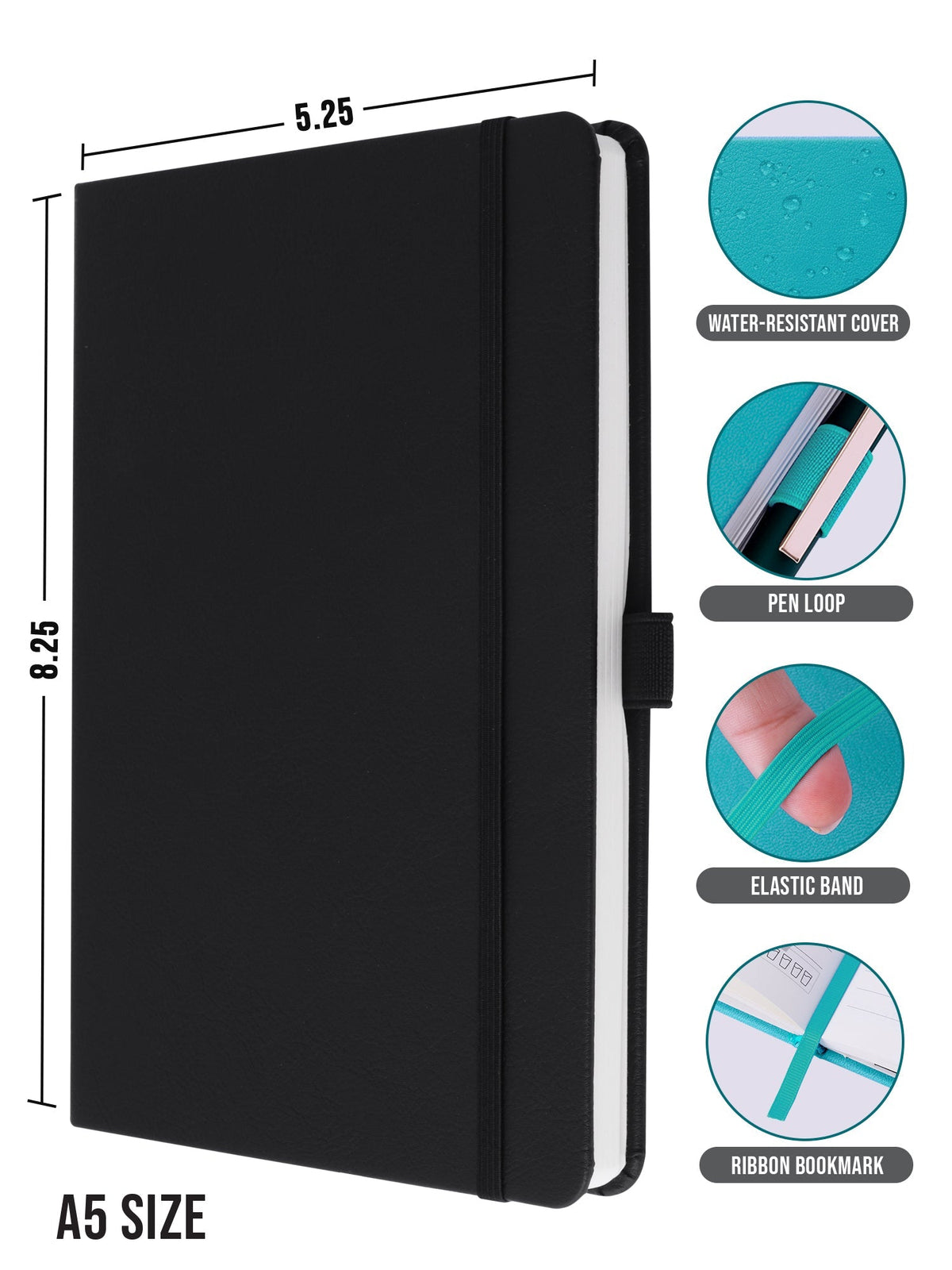 Personalized A5 Executive Notebook - Pack of 5 (Black)