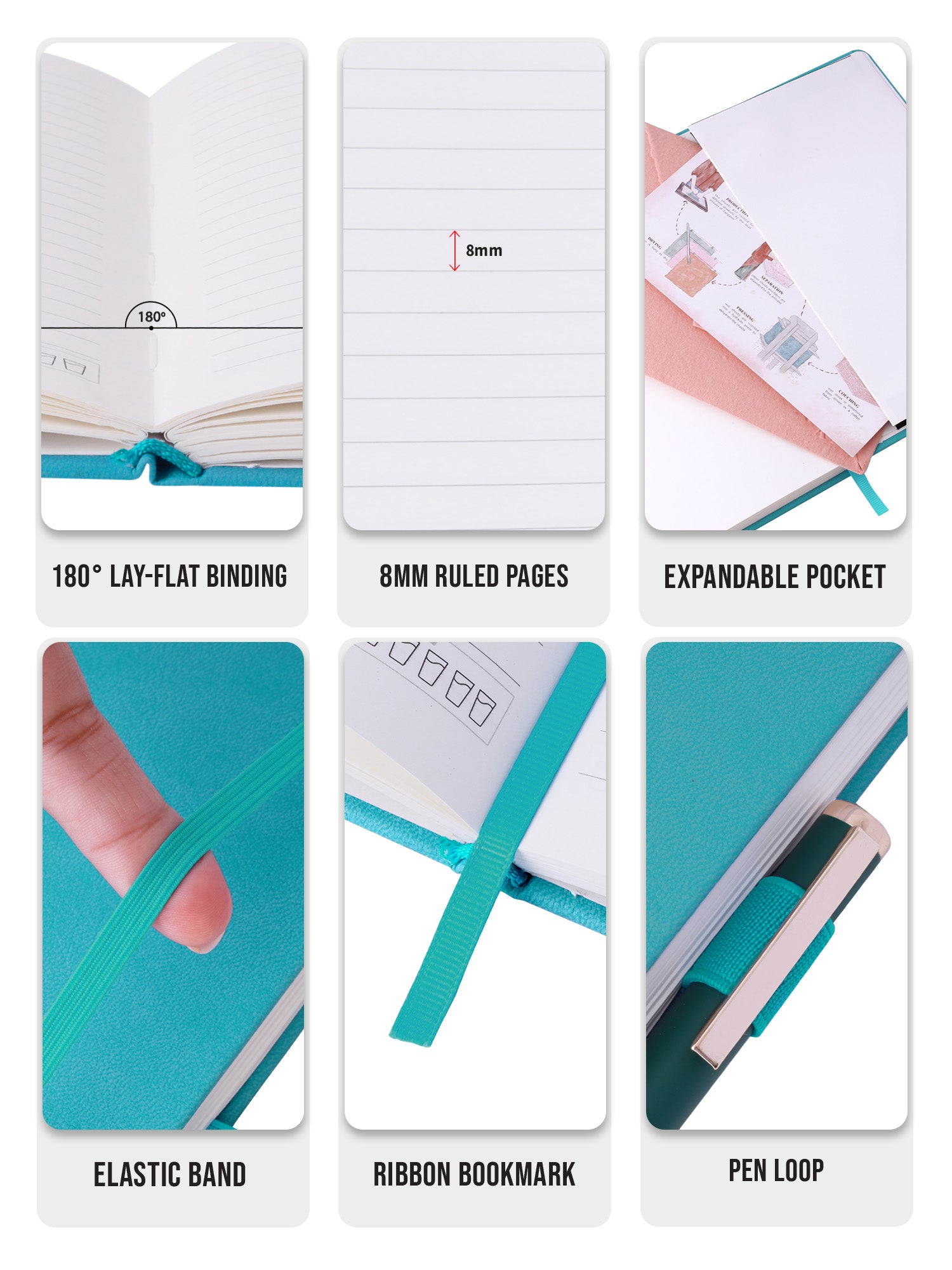 Pack of 3 - A5 Pro Series Executive Notebook (Mint, Pink, Sky Blue)