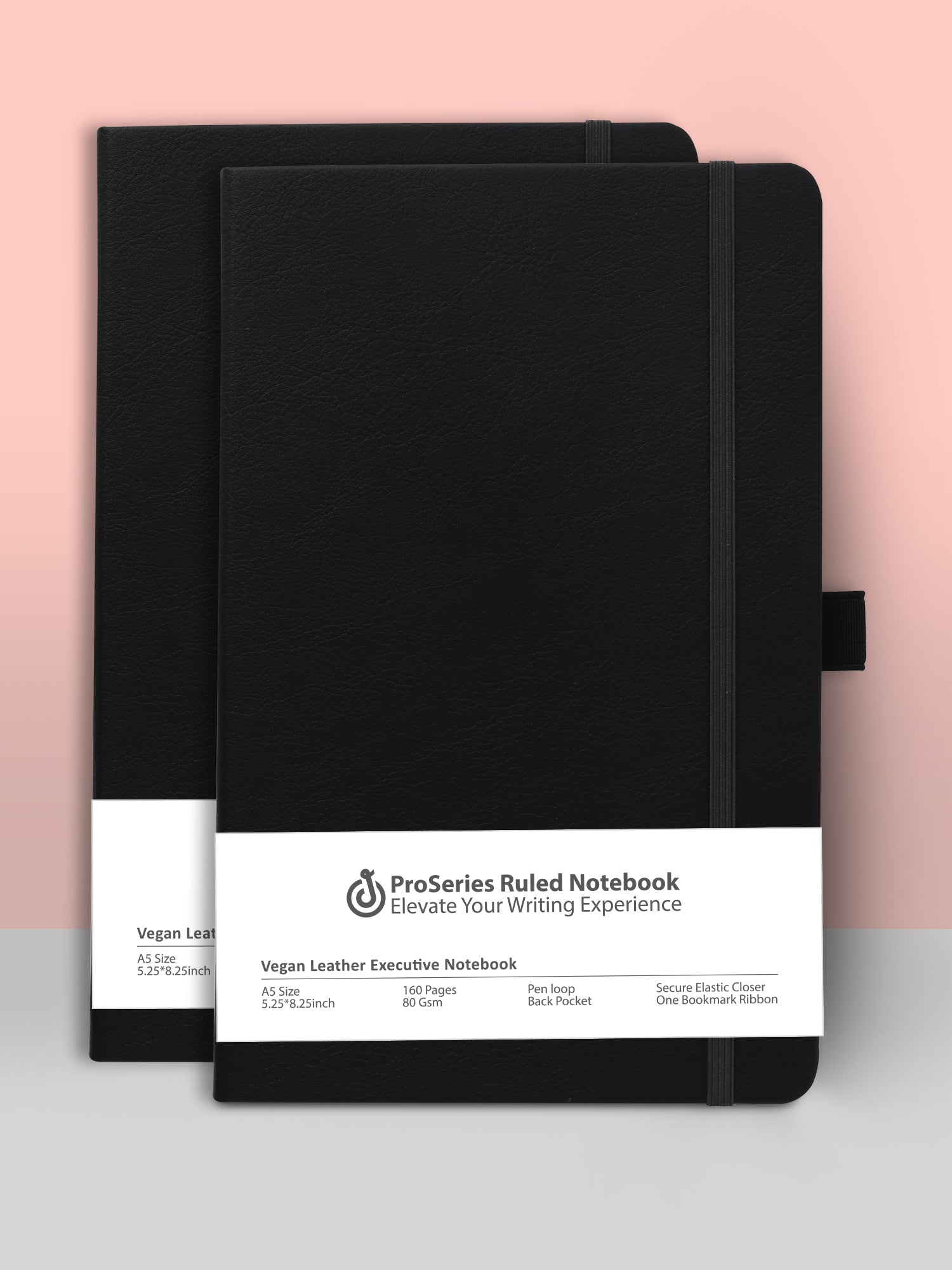 A5 Pro Series Executive Notebook - Pack of 2 (Black)